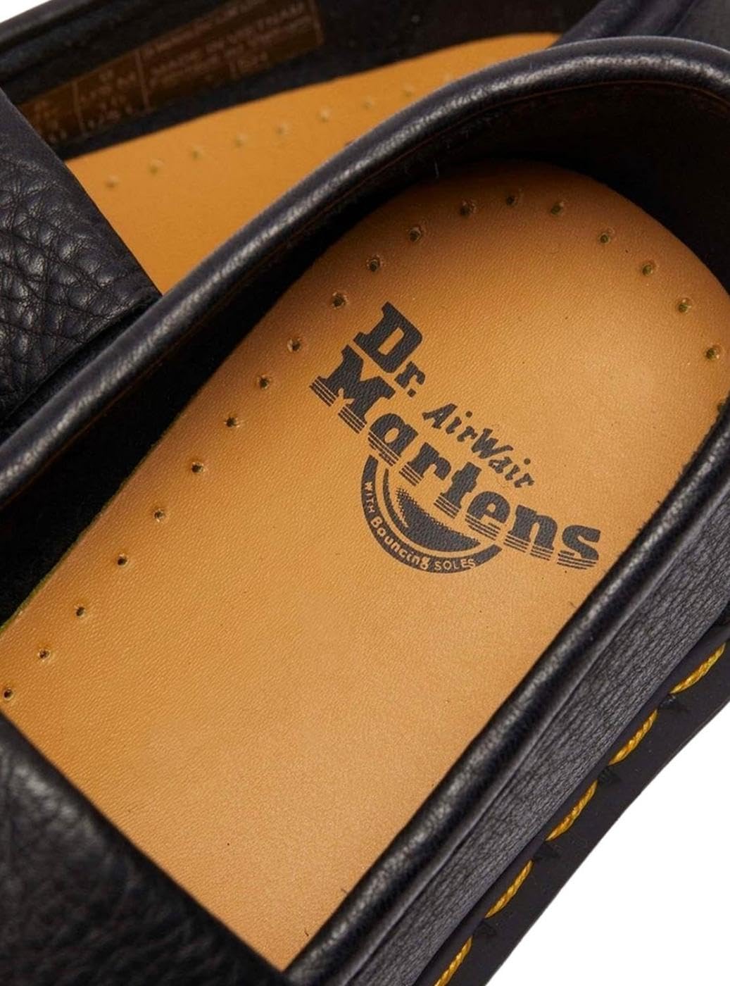 Dr. Martens Unisex Adult Adrian Yellow Stitch Leather Loafers