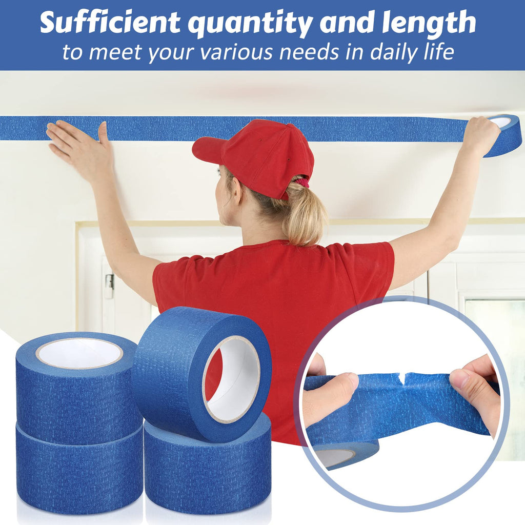 Fainne 12 Rolls Blue Painters Tape Bulk Multi Pack Safe Paint Paper Masking Tape for Wall Painting Decoration Supplies (Blue,1 Inch X 55 Yards)