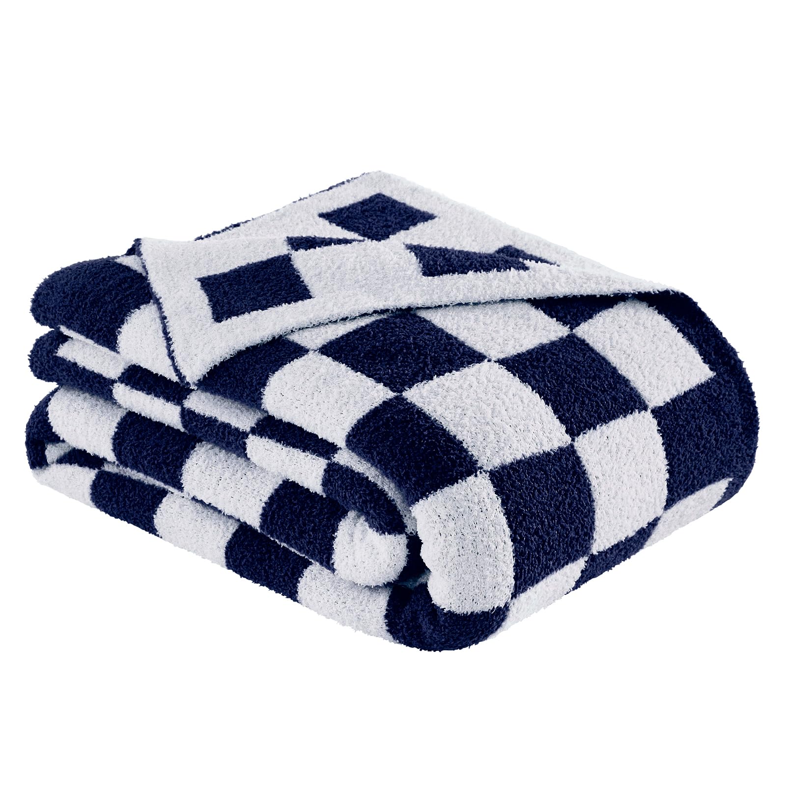 Checkered Throw Blanket, Black Soft Cozy Fluffy Knitted Throw Blankets for Couch, Sofa, Bed, Chair, Warm Fuzzy Travel Picnic Lightweight Plaid Blanket, 50x70 inches