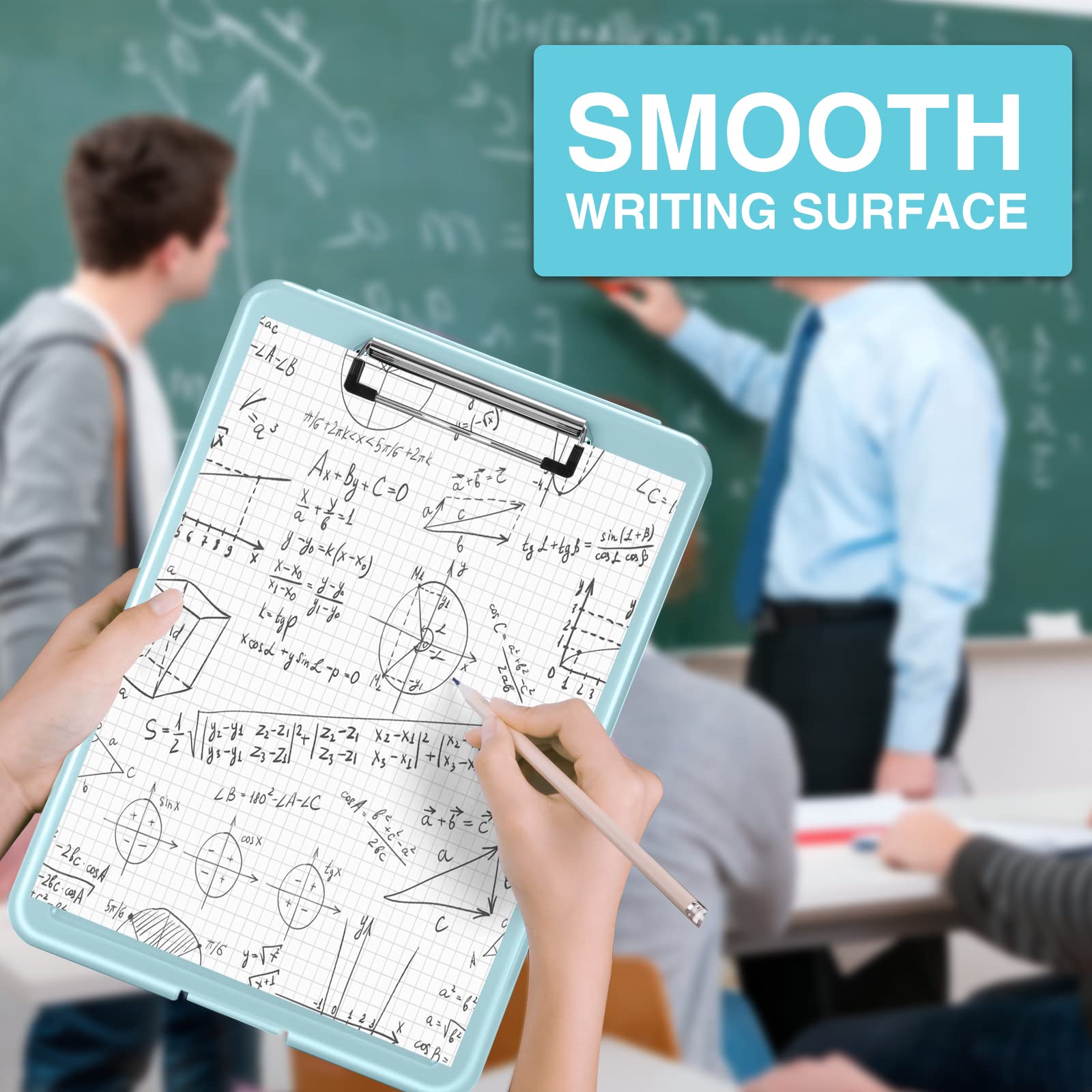 Sooez Clipboard with Storage, Plastic Storage Clipboards with Low Profile Clip, Nursing Clip Boards Foldable, Hanging Clipboard Case for Work, Teacher, Classroom Must Haves, Office School Supplies