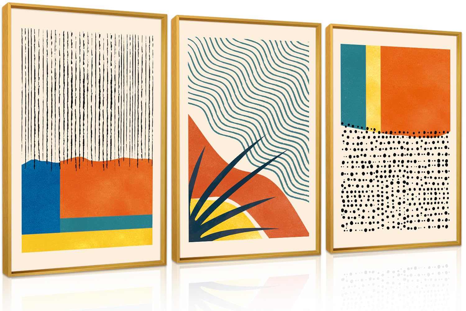 CHDITB Abstract Modern Framed Canvas Wall Art Set, Contemporary Artwork for Home Decor, Neutral Pastel Illustration Wall Painting, Nordic Minimal Zen Art Prints for Living Room Office-16 x24 x3