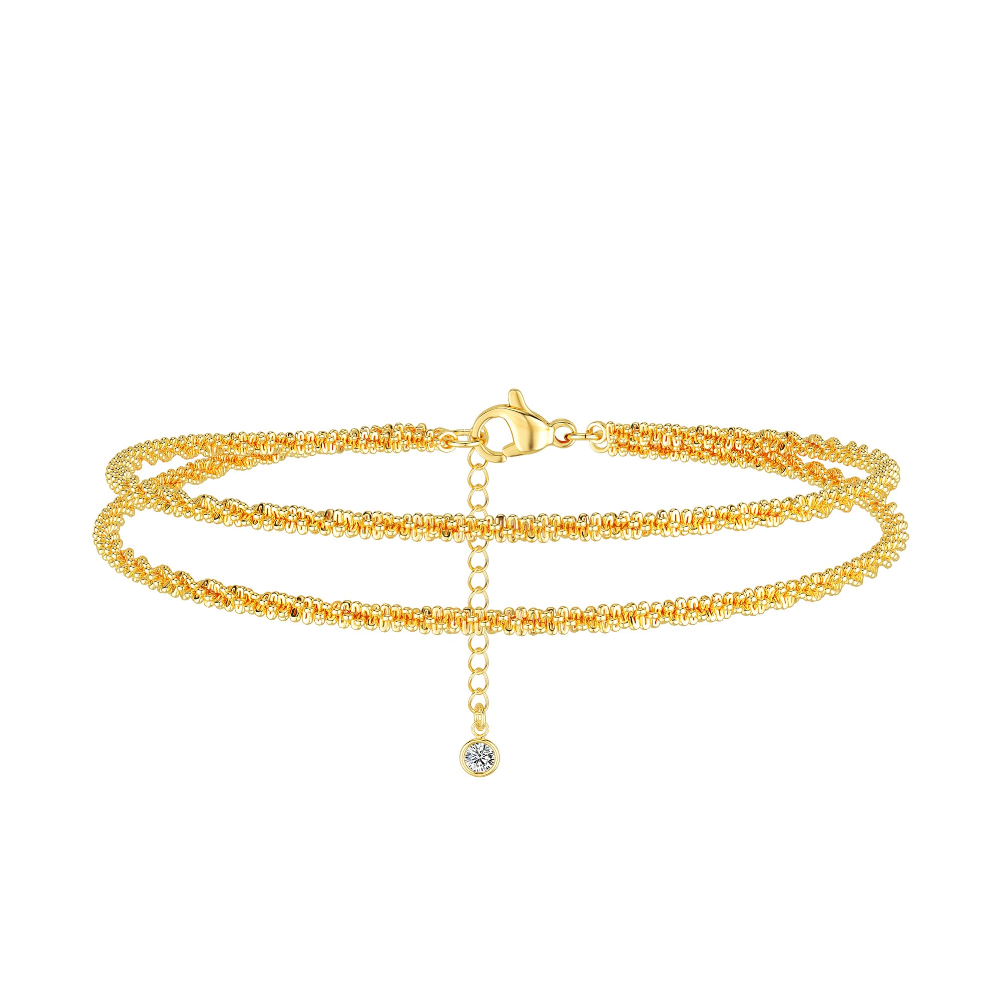 Freekiss Sterling Silver Ankle Bracelets for Women: Dainty Layered Waterproof Anklet for Women Adjustable Womens Anklet Set Stackable Figaro Beaded Cuban Link Anklets Beach Jewelry for Women