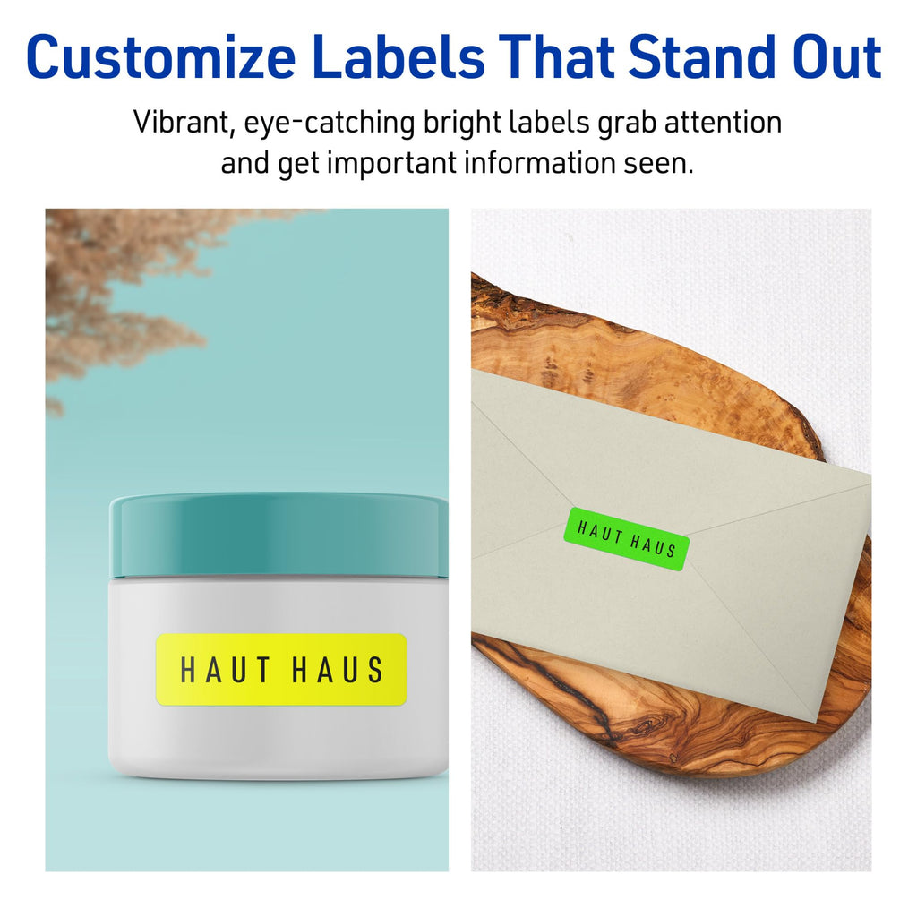 Avery Printable Address Labels with Sure Feed, 1" x 2-5/8", Neon Green, Laser & Inkjet Compatible, 750 Blank Labels per Pack, Great for Branding, Mailing, Organizing, and More (5-Pack of 5971)