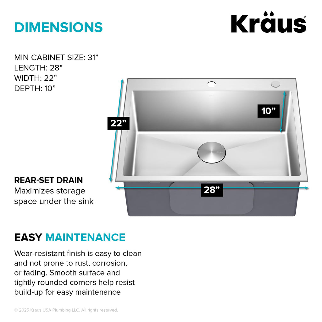 KRAUS Standart PRO™ 32-inch 16 Gauge Undermount 60/40 Double Bowl Stainless Steel Kitchen Combo with WasteGuard™ Continuous Feed Garbage Disposal, KHU103-32-100-75MB
