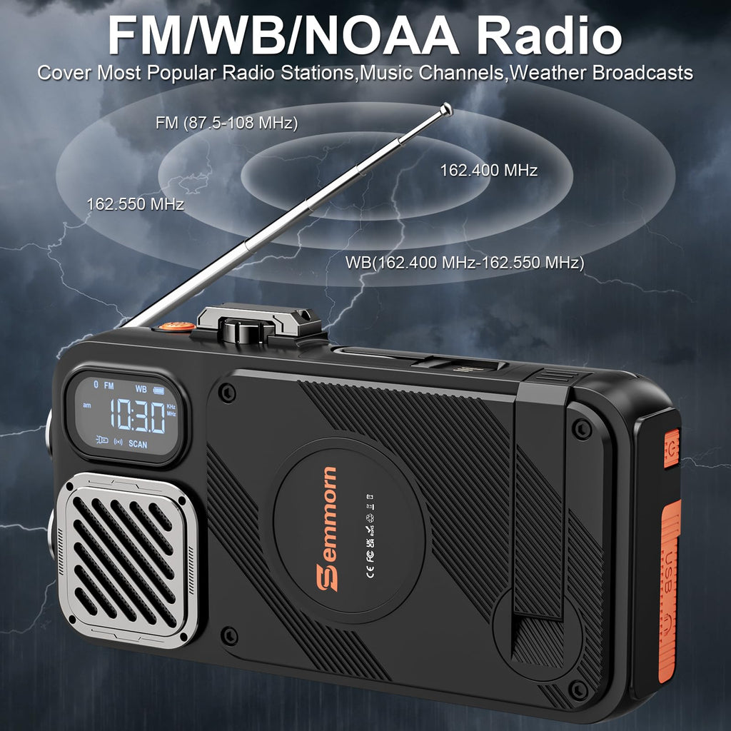 Emergency Radio&22000mAh Solar Power Bank, FM NOAA Weather Radio, Portable Hand Crank Bluetooth Radio, 20W Fast Charge Wireless Phone Charger, SOS Flashlight for Emergency/Home (Green)