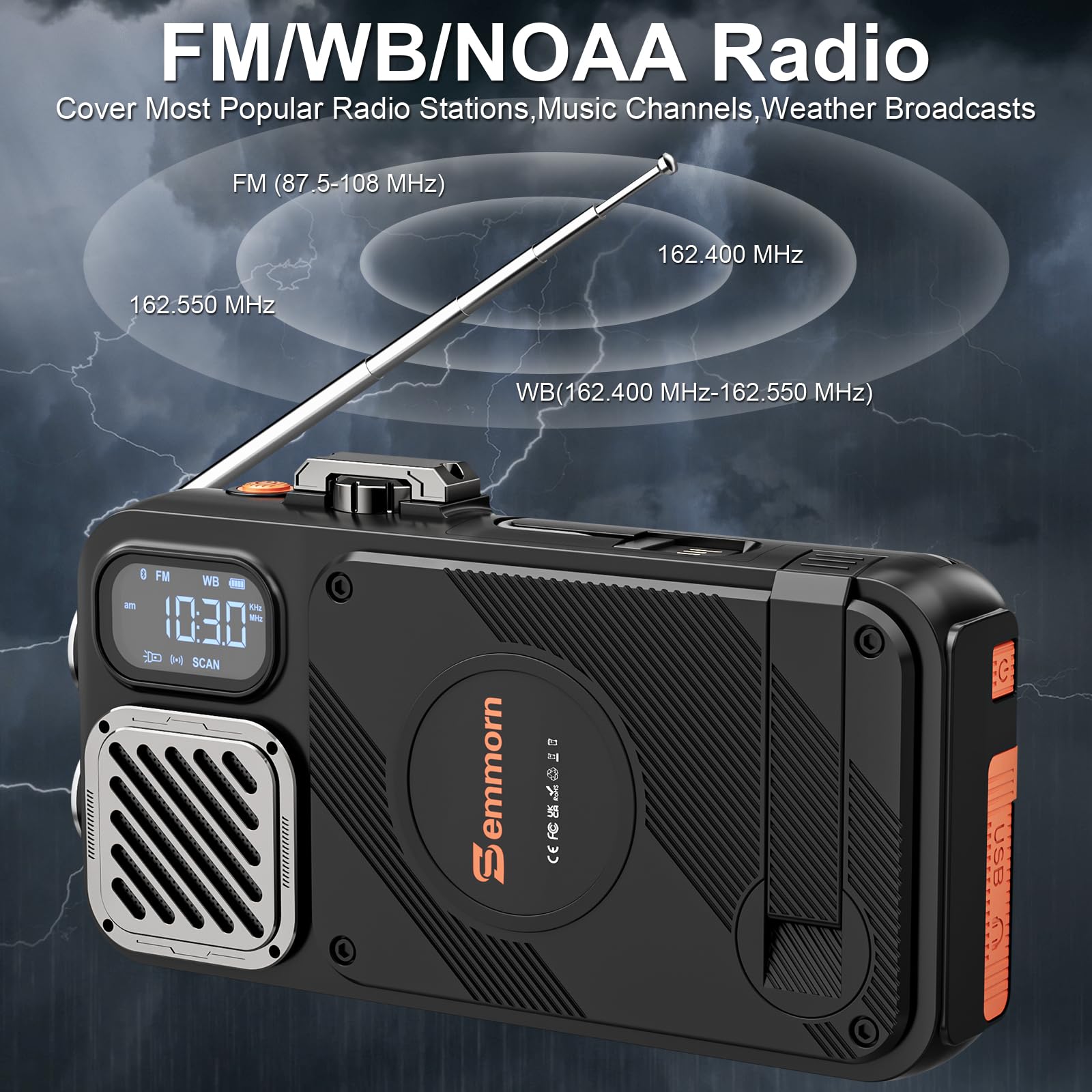 Emergency Radio&22000mAh Solar Power Bank, FM NOAA Weather Radio, Portable Hand Crank Bluetooth Radio, 20W Fast Charge Wireless Phone Charger, SOS Flashlight for Emergency/Home (Green)