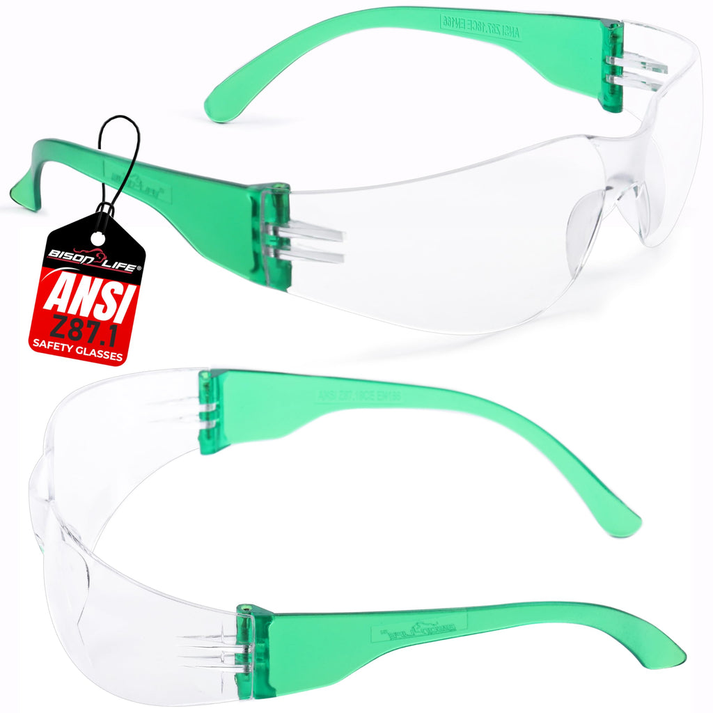 BISON LIFE Clear Safety Glasses – ANSI Z87.1 Certified Scratch & Impact Resistant Eye Protection Goggles for Men & Women
