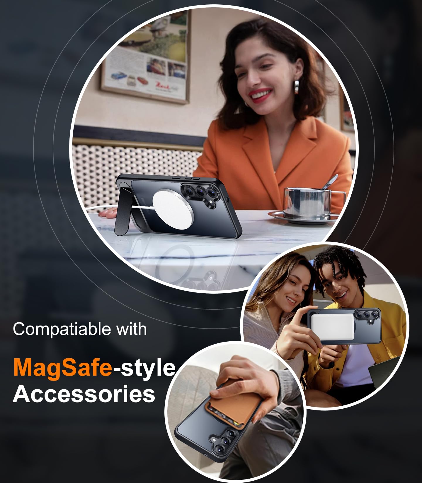 for Samsung Galaxy Z Fold 8 Case,[Compatible with MagSafe][Built-in HD Screen Protector & Kickstand][Hinge Protection]Translucent Matte Full-Body Shockproof Phone Case for Galaxy Z Fold 8,Black