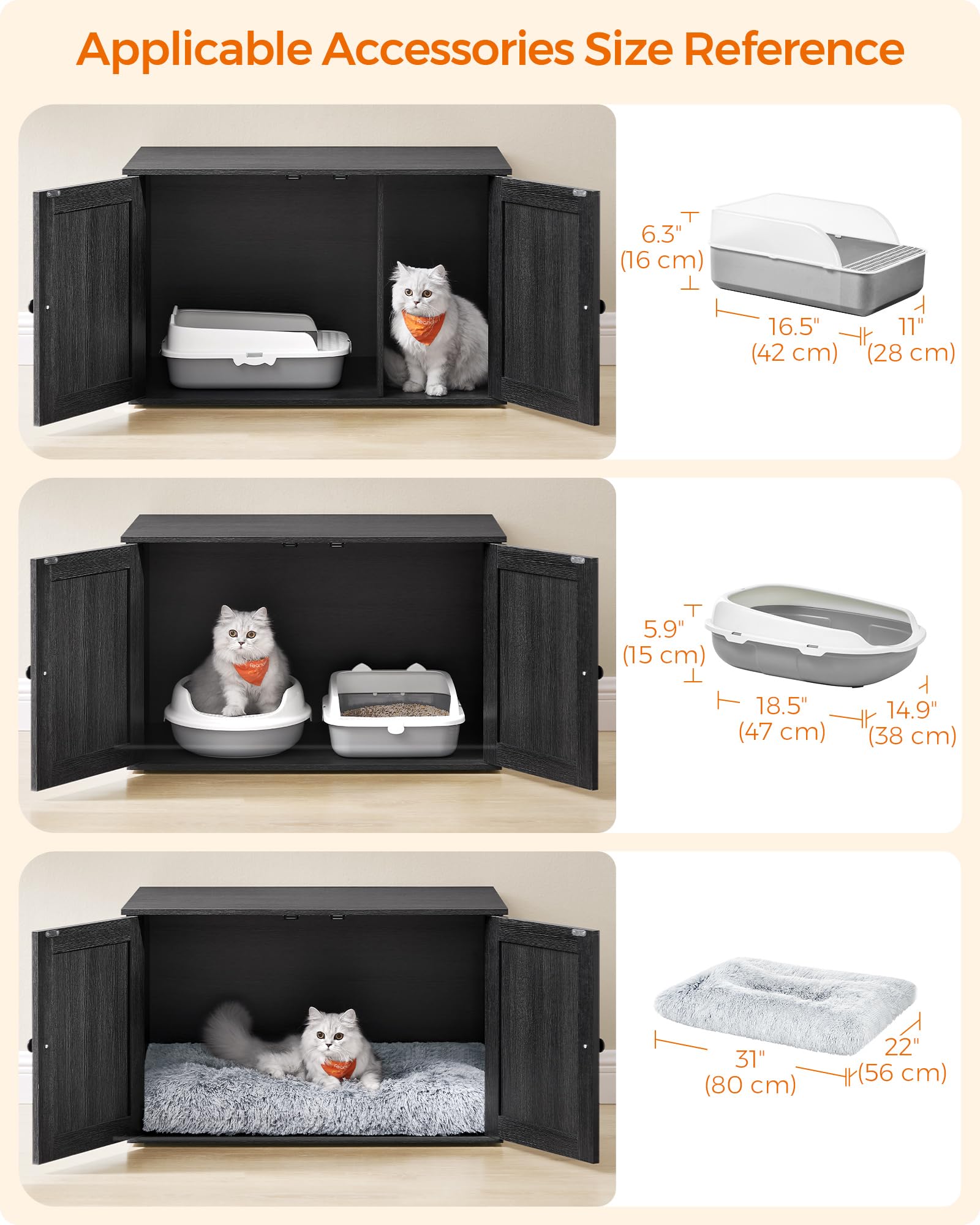 Feandrea Cat Litter Box Enclosure, Litter Box Furniture Hidden, Indoor Cat House, End Table, 27.6 x 19.7 x 19.7 Inches, Heather Greige UPCL022K01