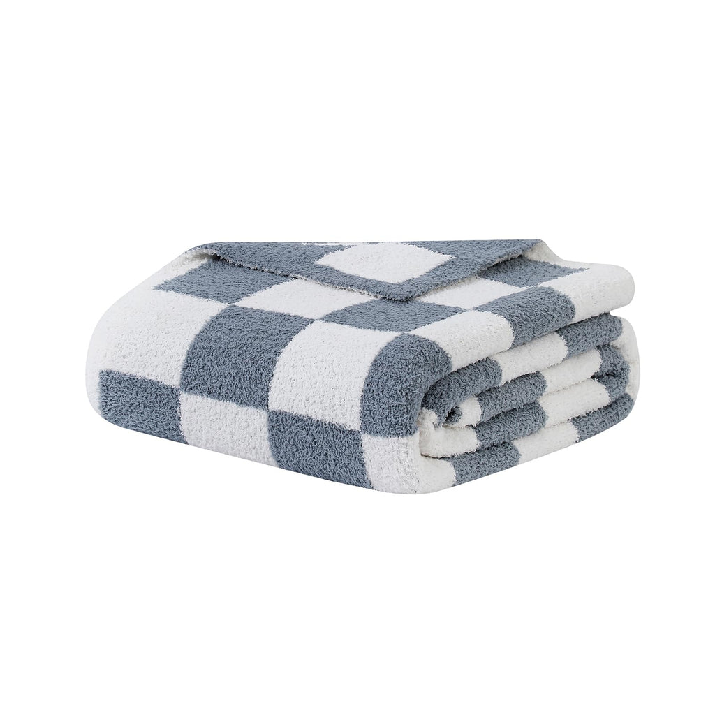 bearberry Fuzzy Checkerboard Grid Throw Blanket Soft Cozy Warm Microfiber All Season Blanket Decor for Couch Sofa Bed Travel Home (Avocado Green, 50''x60'')