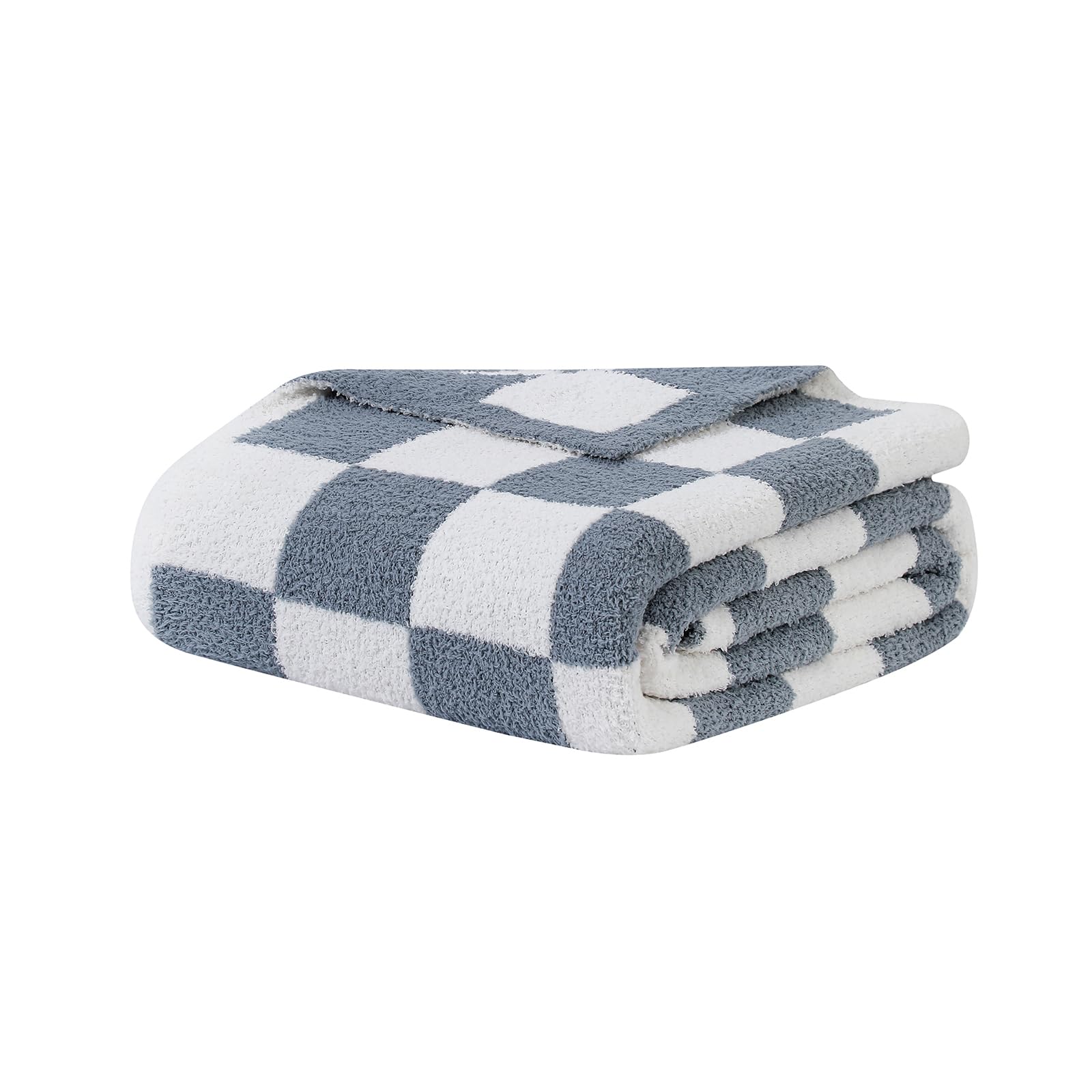 bearberry Fuzzy Checkerboard Grid Throw Blanket Soft Cozy Warm Microfiber All Season Blanket Decor for Couch Sofa Bed Travel Home (Avocado Green, 50''x60'')
