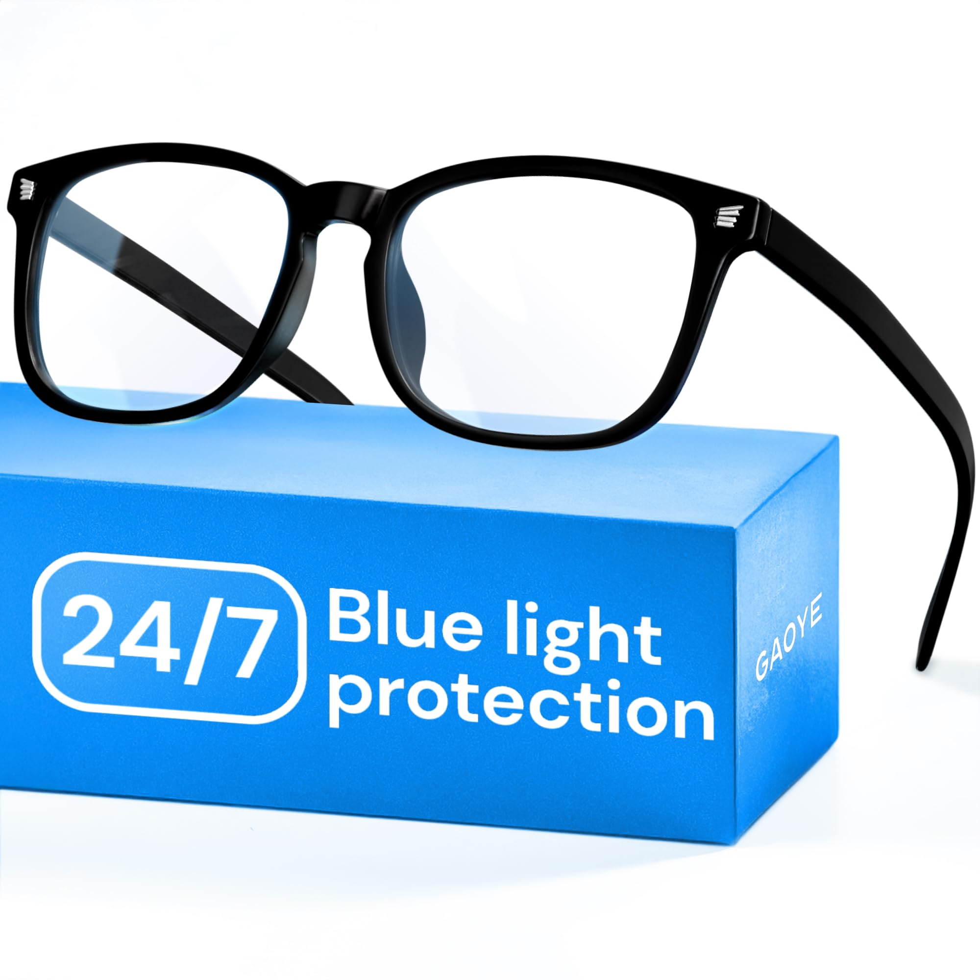 Gaoye Transparent, Clear Blue Light Glasses for Computer & Gaming - Anti UV Ray Lenses, Scratch-Resistant & Comfort Fit