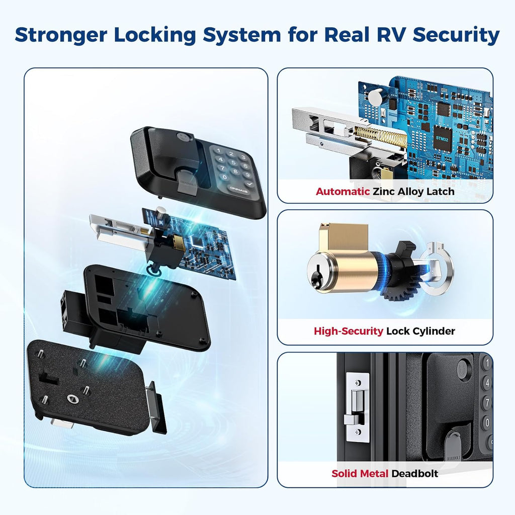ONNAIS RV Door Lock Replacement – Full Metal Keyless Entry, 10-Digit Keypad, Dual-Door Remote, Backup Key, RV Essential, Ideal Gift for RV Owners
