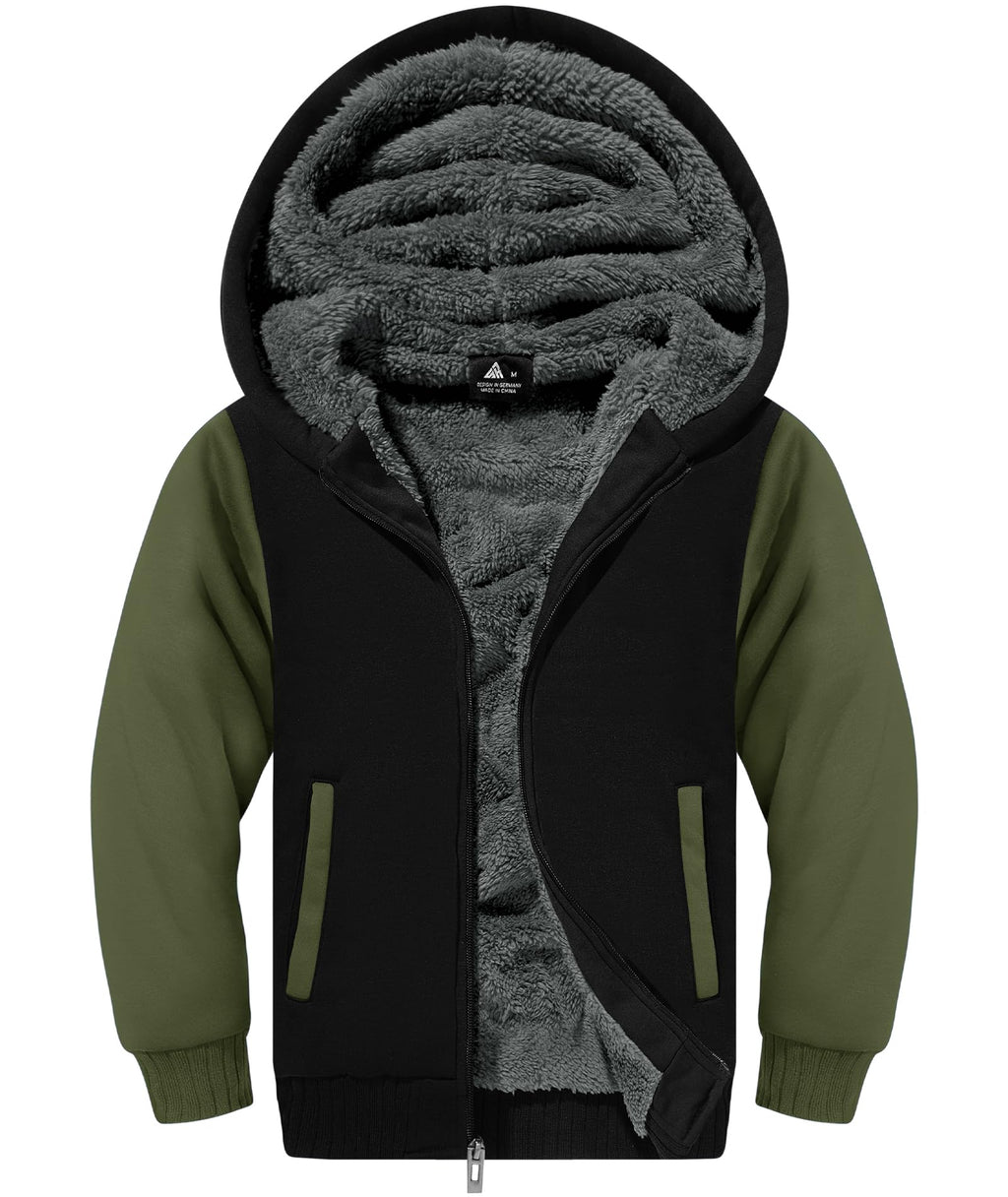 GEEK LIGHTING Boys Sherpa Lined Hoodie Kids Fleece Sweatshirt Full Zip Hooded Jacket