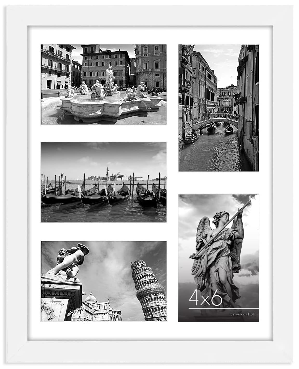 Americanflat 4x6 Double Picture Frame with Shatter-Resistant Glass - Fits Two 4x6 Photos or use as One 6x14 Frame - Signature Collection - Collage Frames for Tabletop and Wall Display - Black