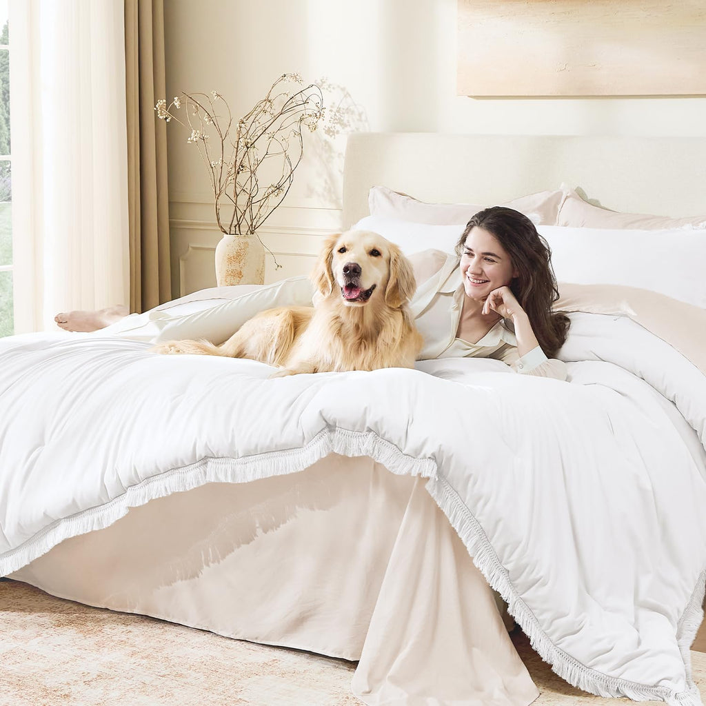 Andency Comforter Full Size Set Burnt Orange, 3 Pieces Boho Terracotta Winter Lightweight Bedding Comforter Sets, All Season Rust Tassel Bed Set (79x90In Comforter & 2 Pillowcases)