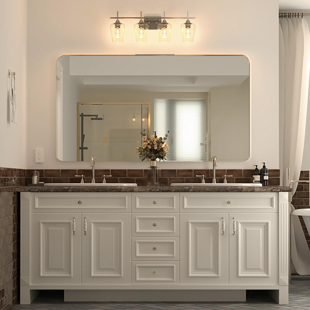 VONLUCE Bathroom Vanity Light, 2 Light Bathroom Light Fixture Over Mirror, Bathroom Wall Lamp with Clear Glass, Modern Brushed Nickel Vanity Lighting fixtures for Bathroom, Bedroom, Hallway