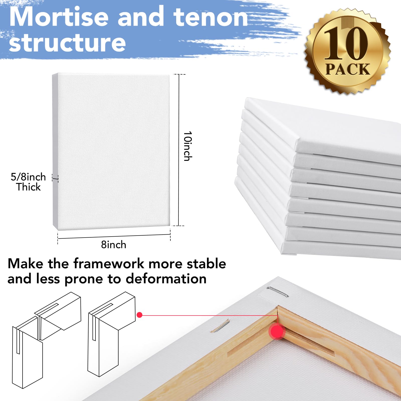 ESRICH Stretched Canvas for Painting 5x7, 48 Pack Small Canvases for Painting 5/8" Profile Primed Acid-Free Blank Painting Canvas for Kids & Artists for Decorations, Painting Parties.