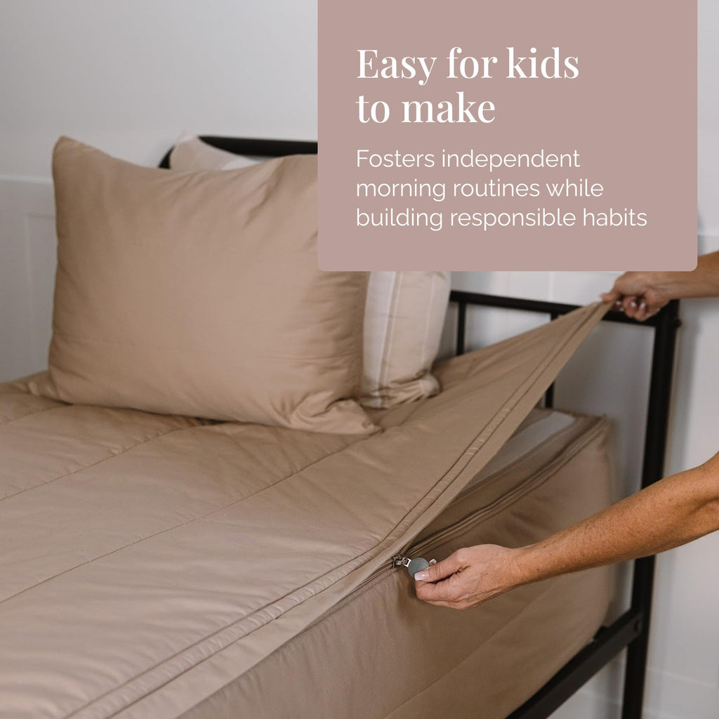 Beddy's Navy Blue All-in-One Zipper Bedding Set - Minky Lined - Twin | Smooth-Glide Zippers, Durable Construction, Easy To Make & Wash, 100% Cotton Exterior, Includes Pillowcase & Sham