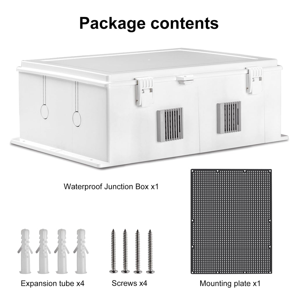 Namunanee Outdoor Electrical Junction Box, ABS Water Resistant Enclosure with Internal Mounting Panel & Hinged Cover, 9.2" H* 7" L* 4.6" W