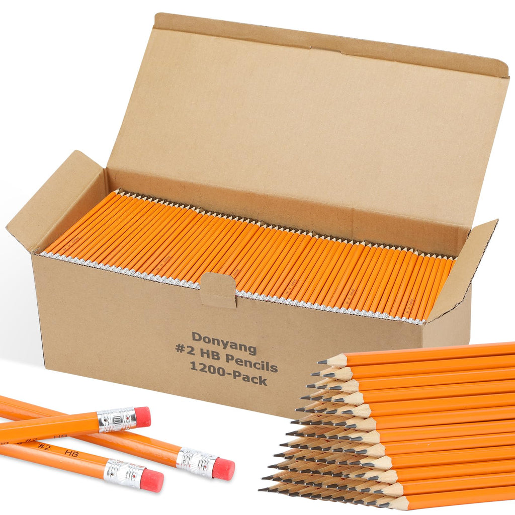 Donyang 600 Pack #2 HB Pencils Bulk, Pre-Sharpened with Erasers, Teacher Supplies Office Essentials Accessories, Number 2 HB Yellow Pencils for Writing, Drawing and Sketching