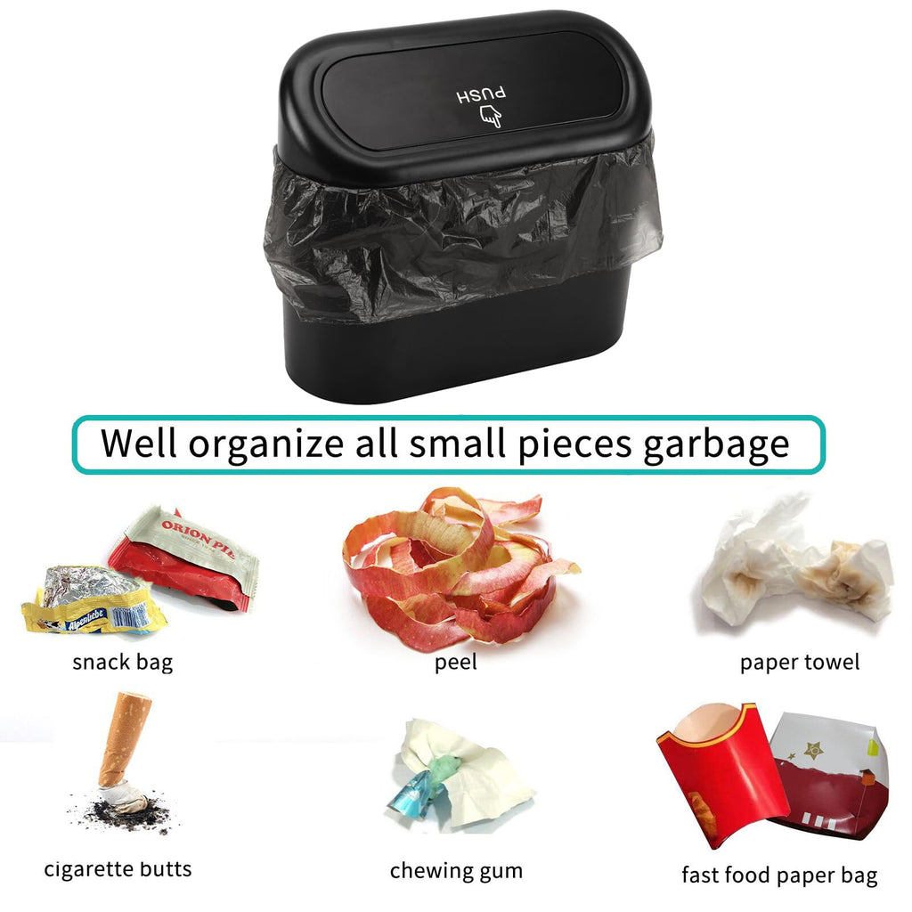 Accmor Car Trash Can with Lid, Mini Auto Dustbin Garbage Organizer with 30 Pcs Plastic Trash Bag, Automotive Garbage Container Bin for Vehicle, Home, Office