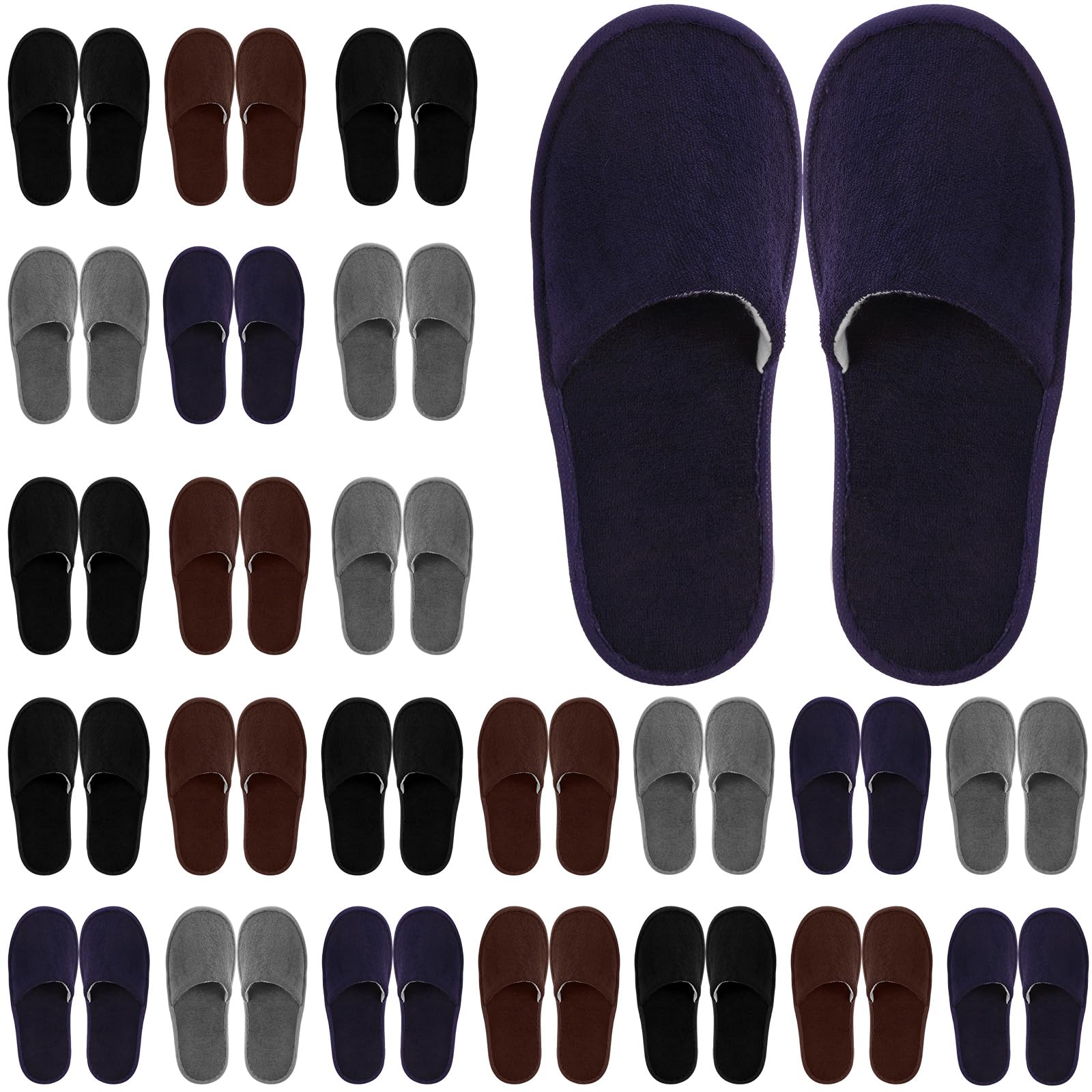 Geyoga 24 Pairs Disposable Slippers for Guests Bulk 2 Size Cotton Soft Spa Hotel House Slippers for Women Men Wedding Party Shoeless Home Indoor Travel