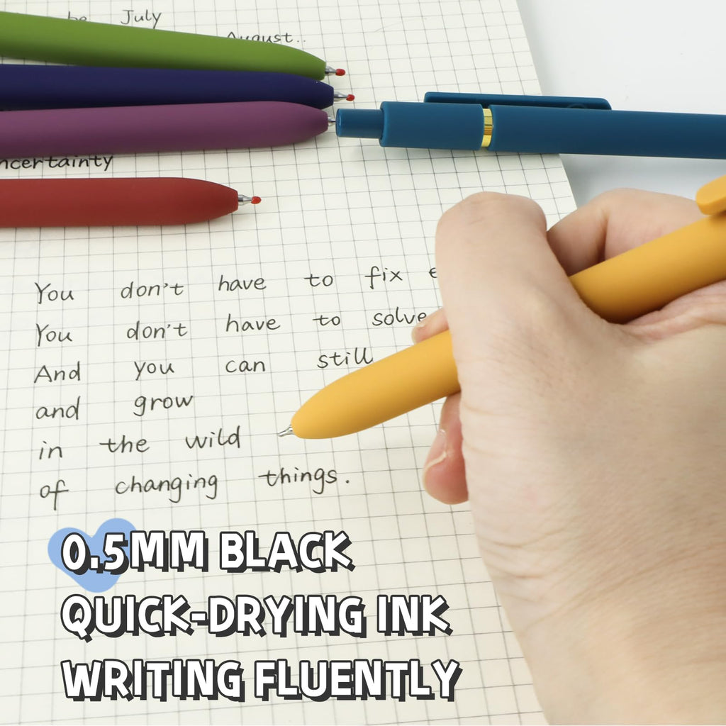 UIXJODO 12 Pcs Gel Pens 0.5mm Quick Dry Black Ink Pens Fine Point Smooth Writing Pens, Cute Office and School Supplies Gifts for Women Teacher Students (12 Pcs Morandi and Vintage Gold)