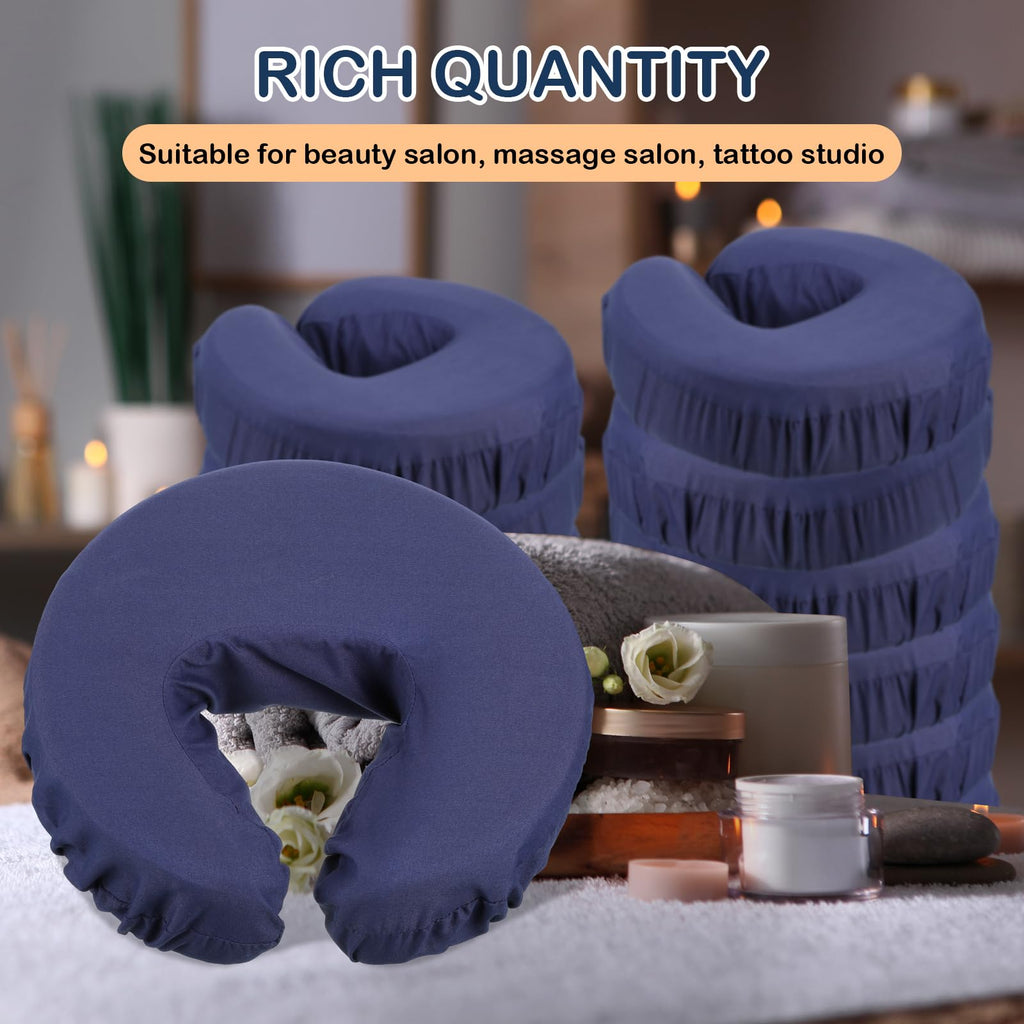 Macarrie 24 Pcs Face Cradle Covers for Massage Table Microfiber Reusable Soft Thicker Massage Table Headrest Covers Bulk Oil Proof Cradle Head Rest Sheets for Spa Beauty Salons(Beige)