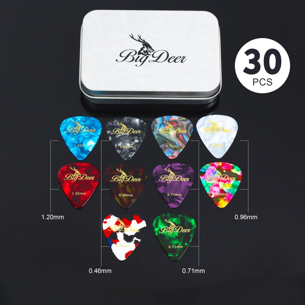 BigDeer 16 pack Celluloid Guitar Picks ，includes Thin,Medium, Heavy & Extra Heavy Picks Plectrums for Acoustic Guitar,Ukulele,Bass Wrapped in tin box