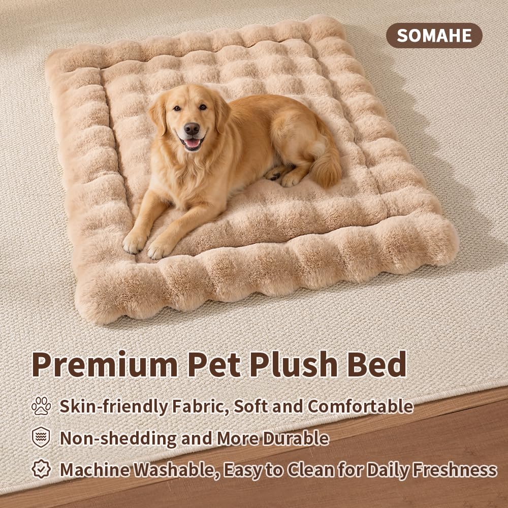 SOMAHE Cat Bed Mat, Soft Plush Faux Fur Kneading Pet Bed, Machine Washable Cat Sleeping Pad for Indoor Cats & Kittens, Non-Slip Fluffy Cat Rug for Couch Sofa Floor, 23x15 Inch Grey
