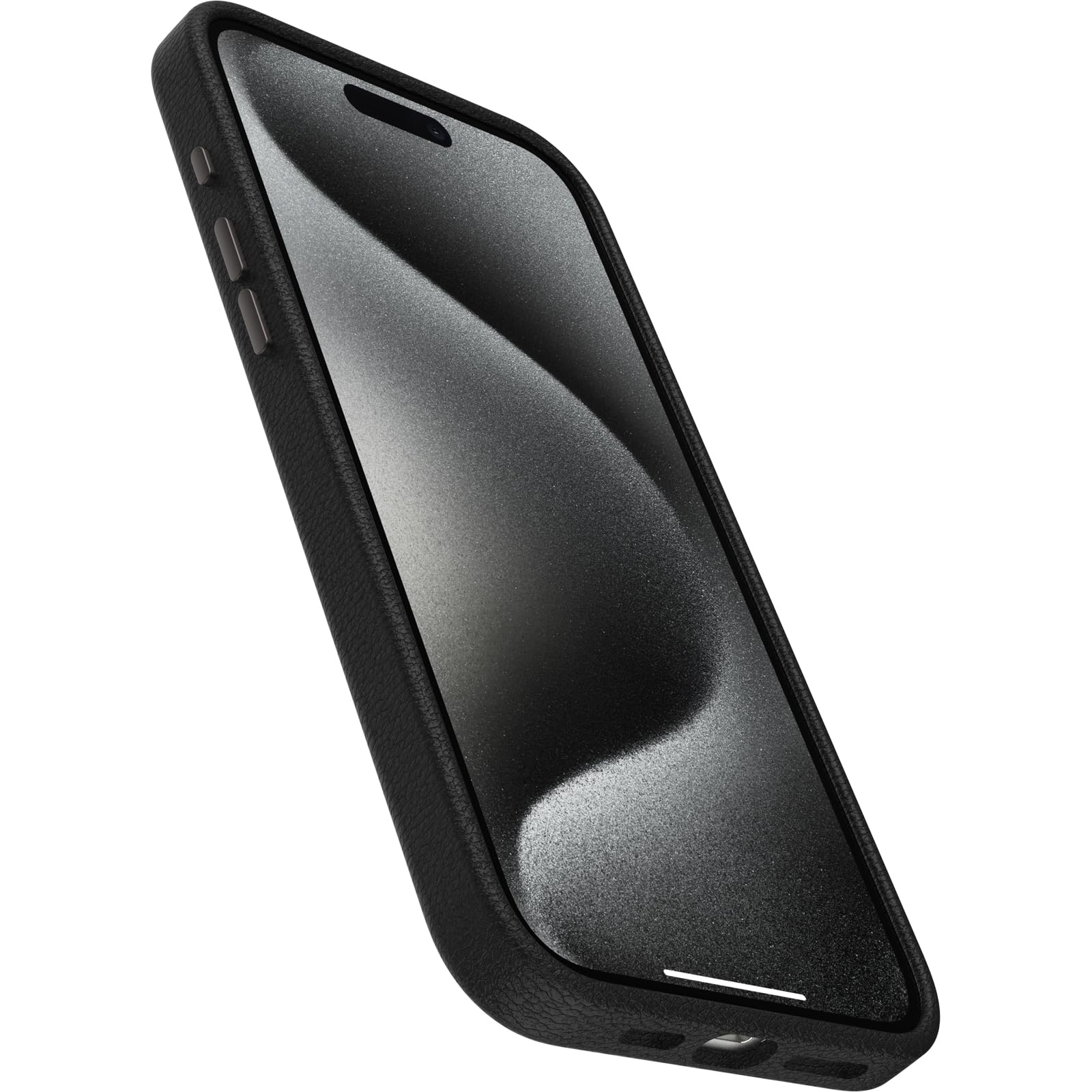 OtterBox iPhone 15 Symmetry Series Cactus Leather for MagSafe - Noir ASH (Black), Slim, Premium, Protective iPhone Case