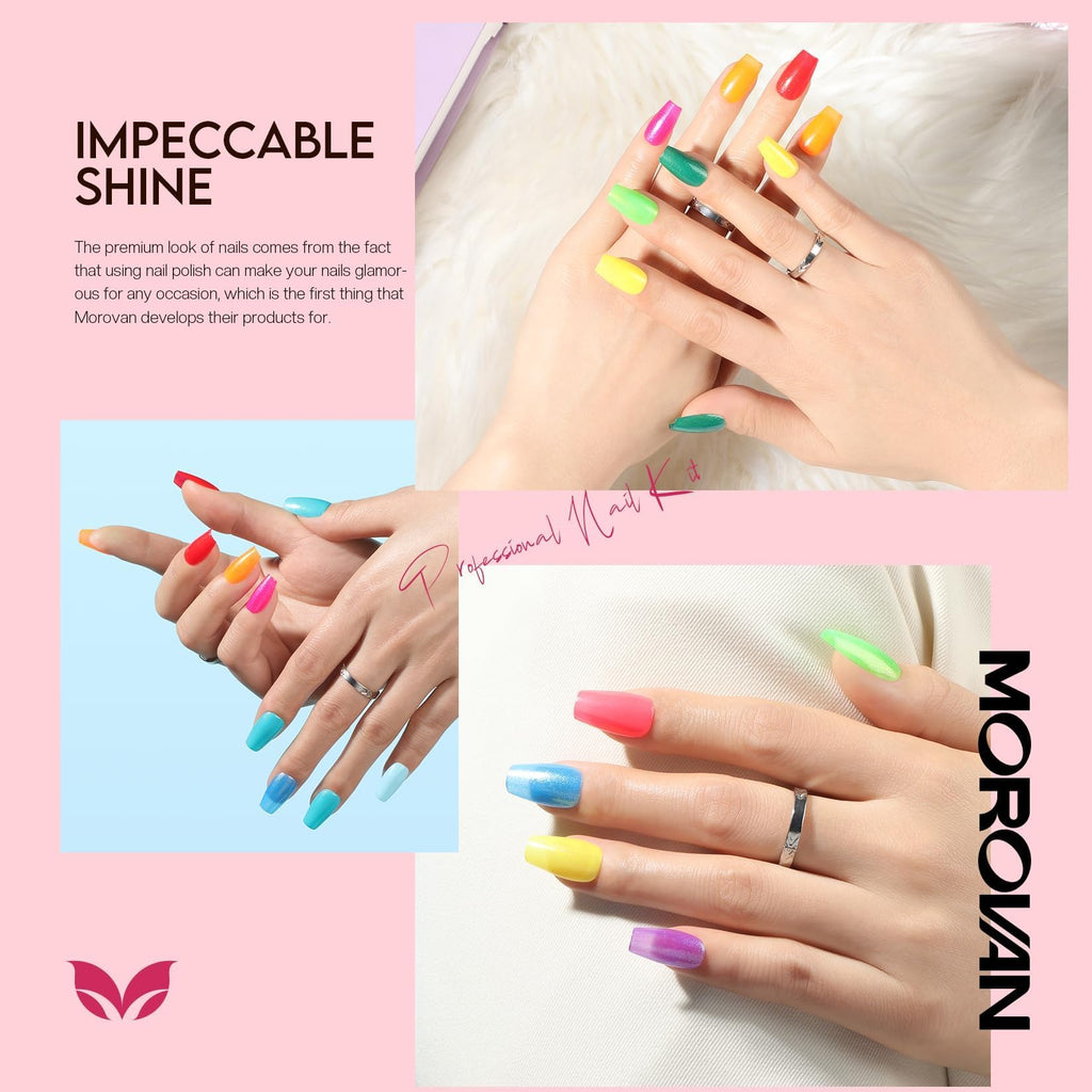Morovan 15 Bright Color 0.27oz Air Quick Dry Long Lasting Nail Polish Gift Set for Women