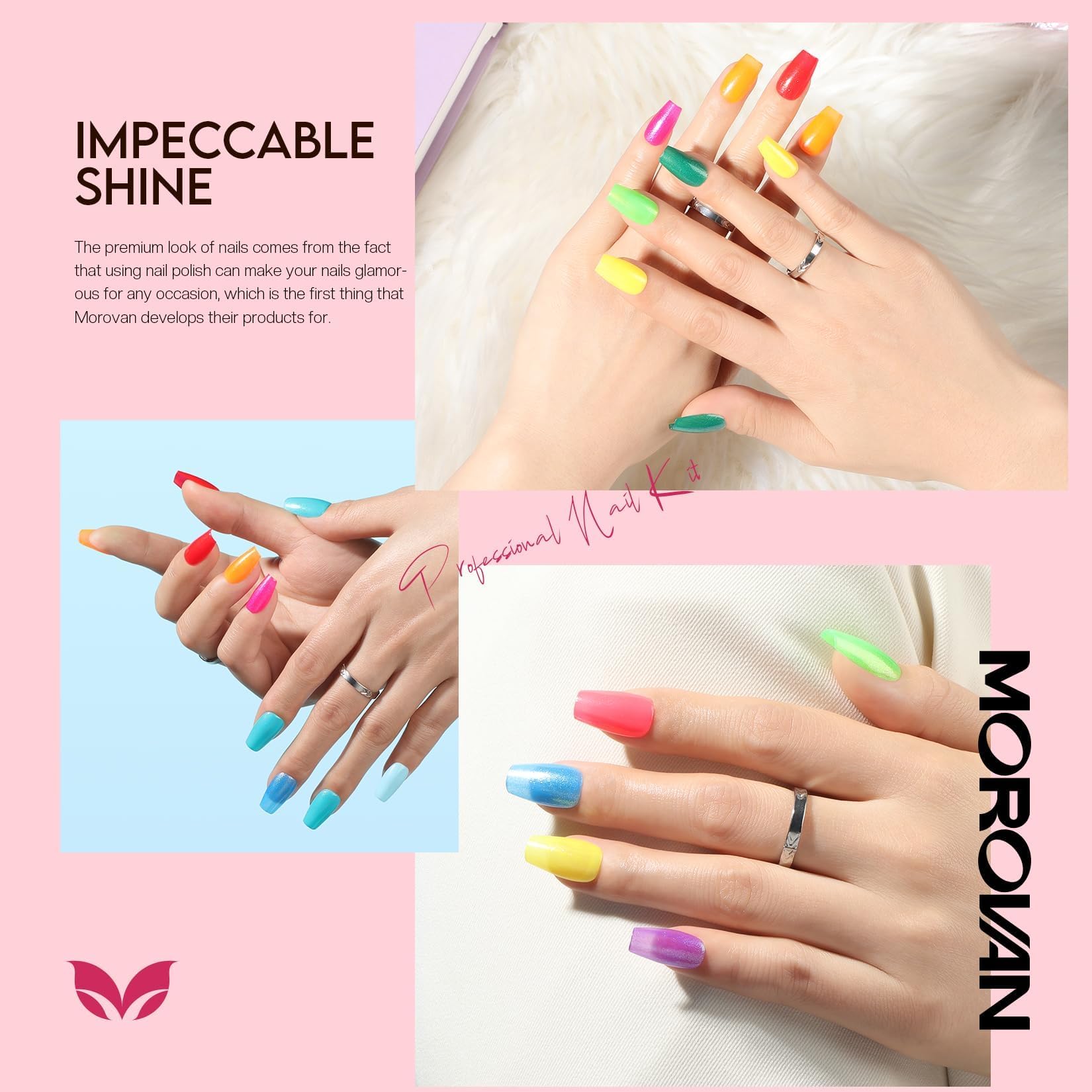 Morovan 15 Bright Color 0.27oz Air Quick Dry Long Lasting Nail Polish Gift Set for Women