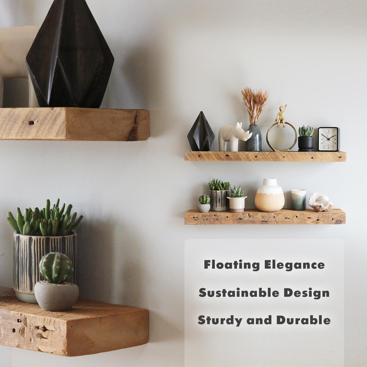 Urban Legacy Reclaimed Barnwood Planks | Floating Shelves for Wall w/Flush Mount Shelf Bracket Set Included | Set of 2 (Coffee Bean, 18"x 4.5"x 2")