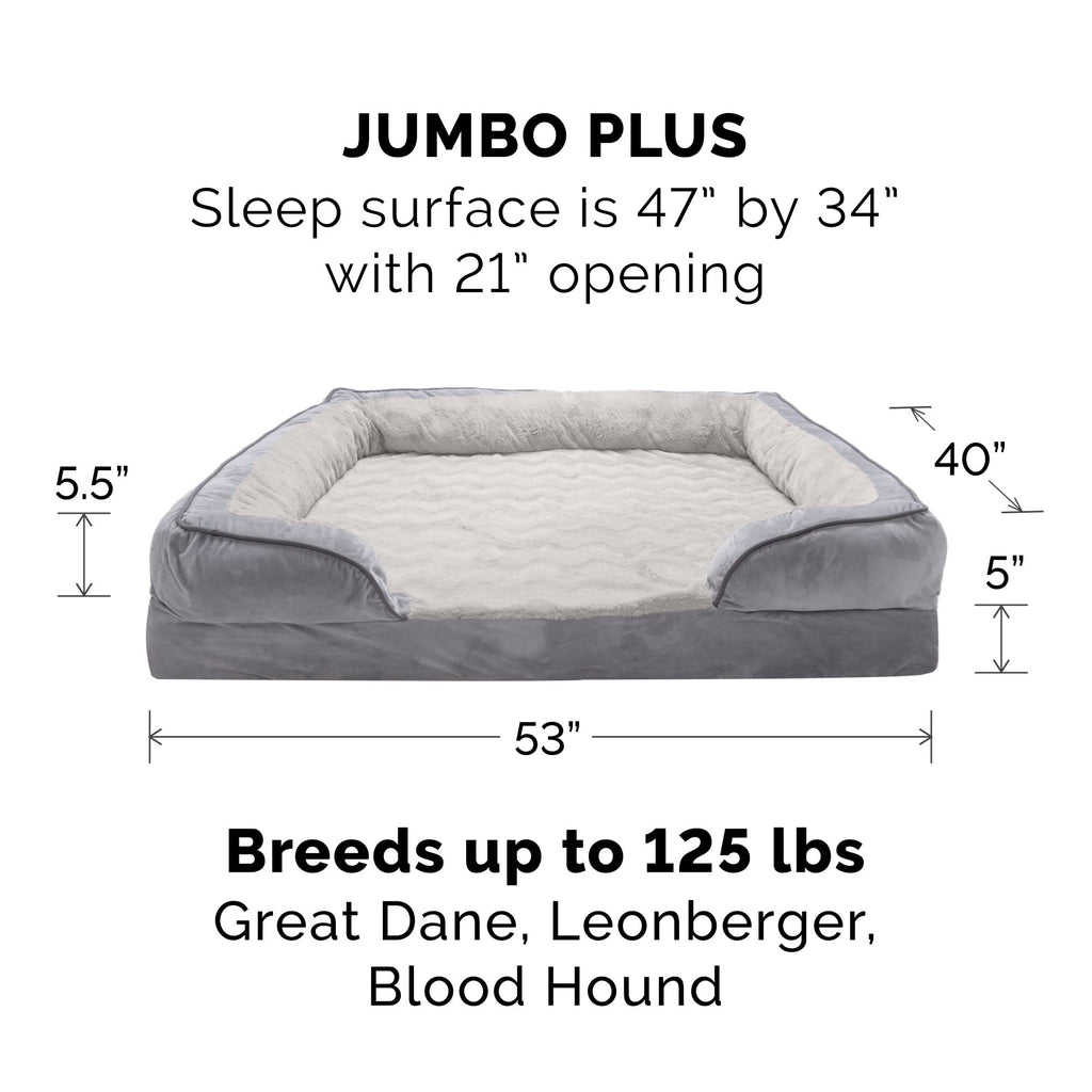 Furhaven Cooling Gel Dog Bed for Medium/Small Dogs w/ Removable Bolsters & Washable Cover, For Dogs Up to 35 lbs - Plush & Velvet Waves Perfect Comfort Sofa - Brownstone, Medium