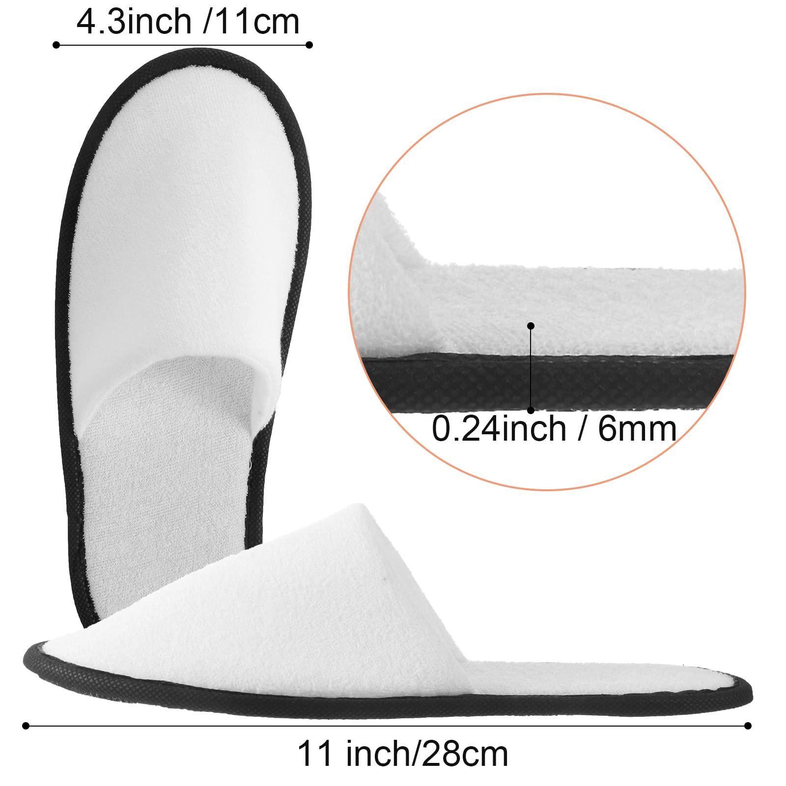 Geyoga 24 Pairs Disposable Slippers for Guests Bulk 2 Size Cotton Soft Spa Hotel House Slippers for Women Men Wedding Party Shoeless Home Indoor Travel