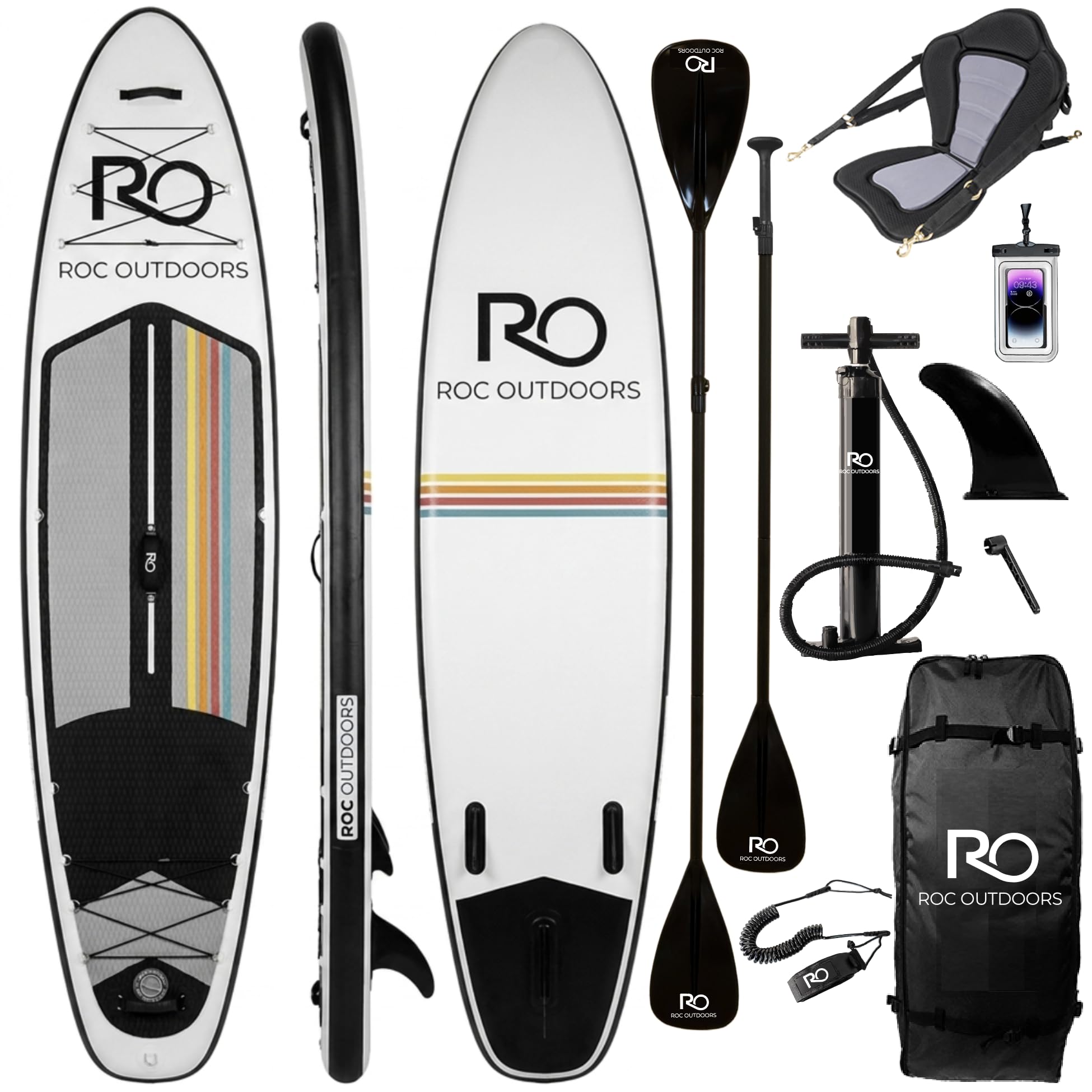 Roc Inflatable Stand Up Paddle Board 10' 6" with Premium SUP Paddle Board Accessories, Wide Stable Design, Non-Slip Comfort Deck for Youth & Adults