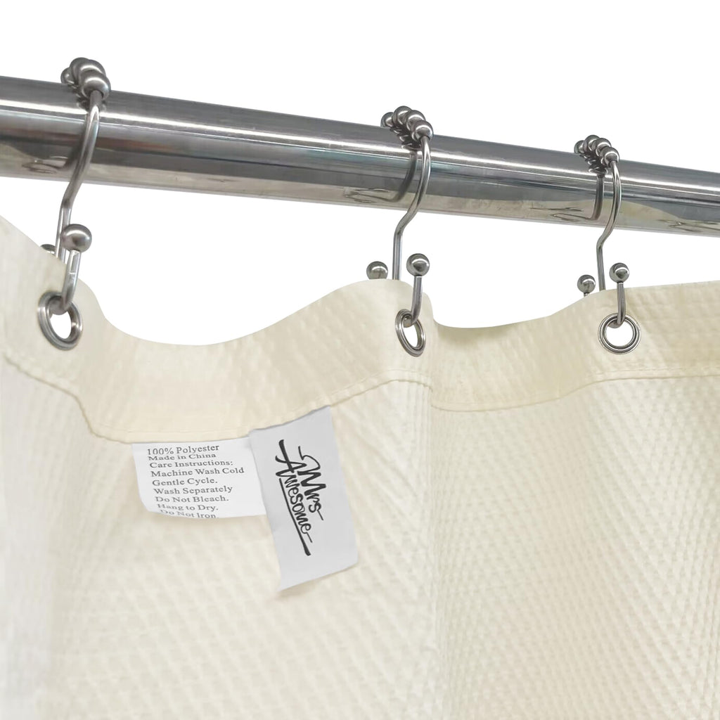 Mrs Awesome Embossed Microfiber Shower Curtain Liner 70 x 72 inches, Soft Fabric Shower Curtain Washable and Water Repellent,70x72, Cream