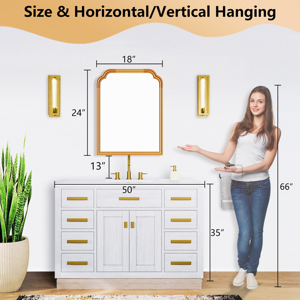 Ferytange 18X24 Inch Black Mirror for Wall with Metal Frame Rectangular Rounded Bathroom Vanity Mirror Anti-Rust, Hangs (Black 18" x 24")