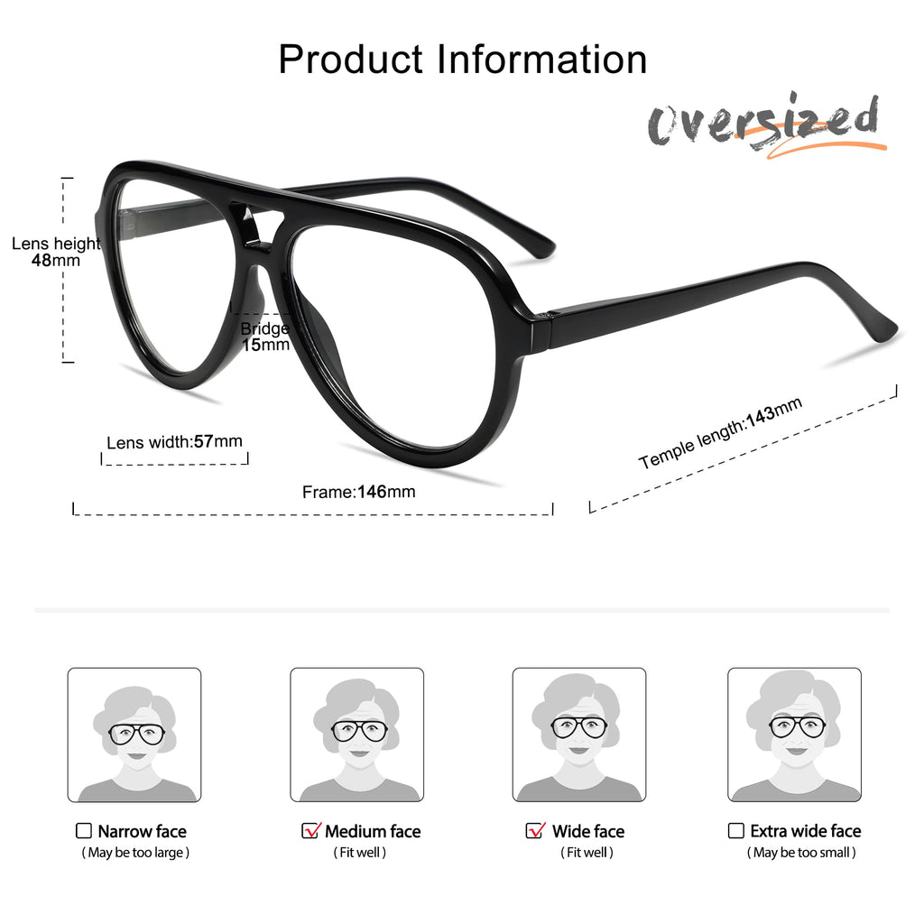AMOMOMA 3 Pack Retro Oversized Aviator Reading Glasses for Women Men,Classic Large Reader Blue Light Computer Frame AM6111
