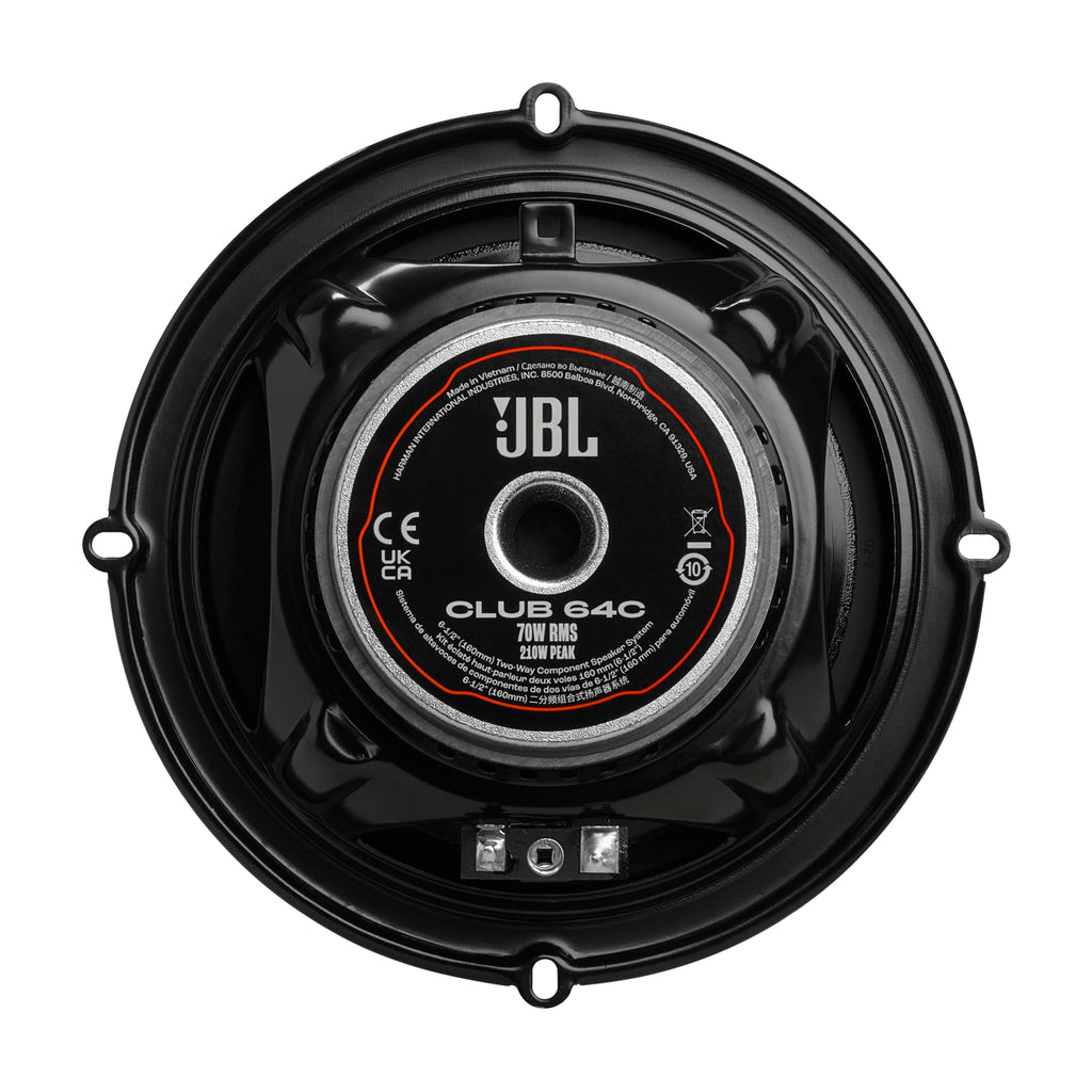JBL Club 34F - 3-1/2" (87mm) Two-Way Car Speaker, 75 Watts Peak, 25 Watts RMS, Sensitivity (@ 2.83V): 89dB, Frequency Response: 90Hz – 20kHz, Nominal Impedance: 3.0 ohms