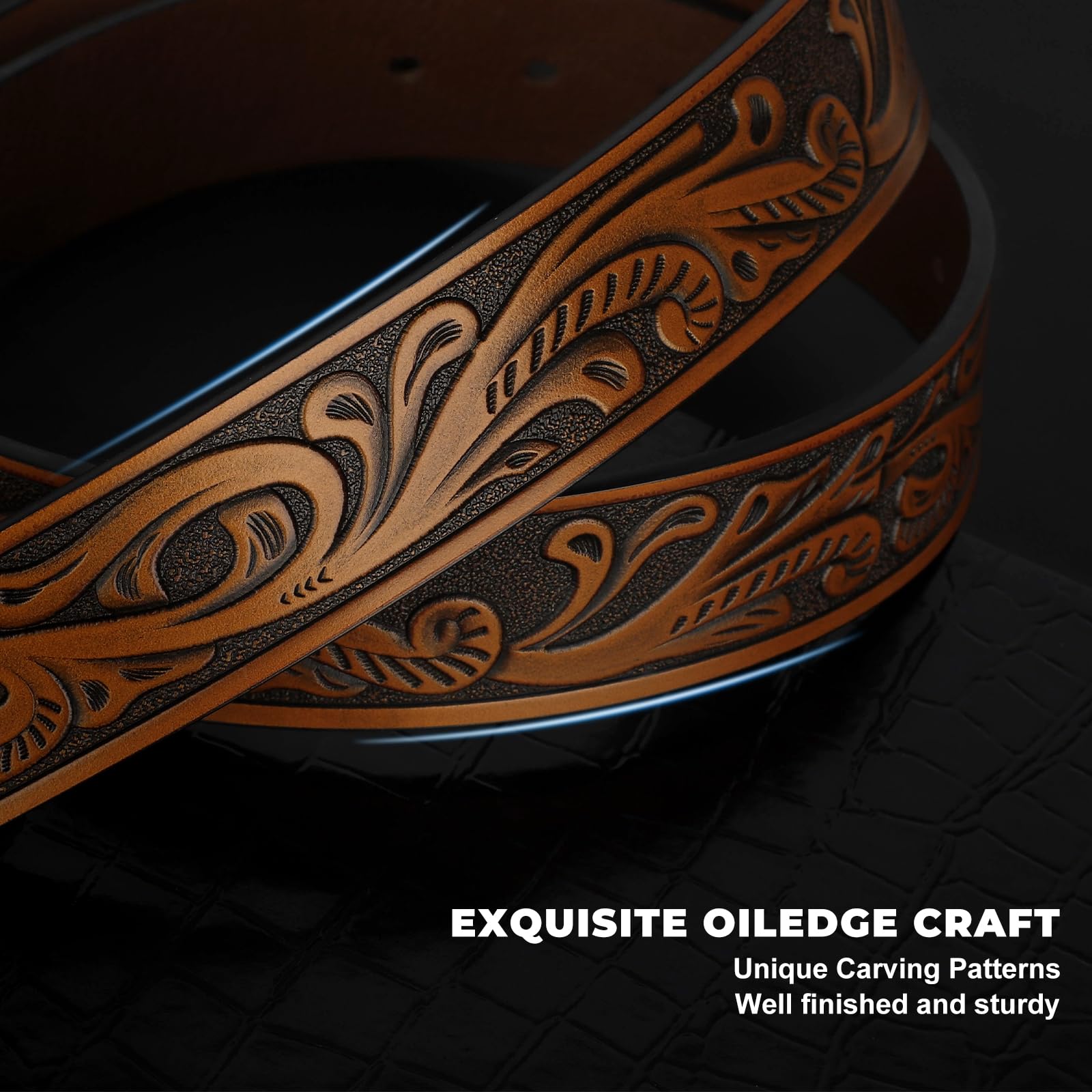 BELTROAD Western Leather Belt Strap for Men Women Cowboy Cowgirl Leather Mens Belts for Jeans Birthday Christmas Belt Gifts