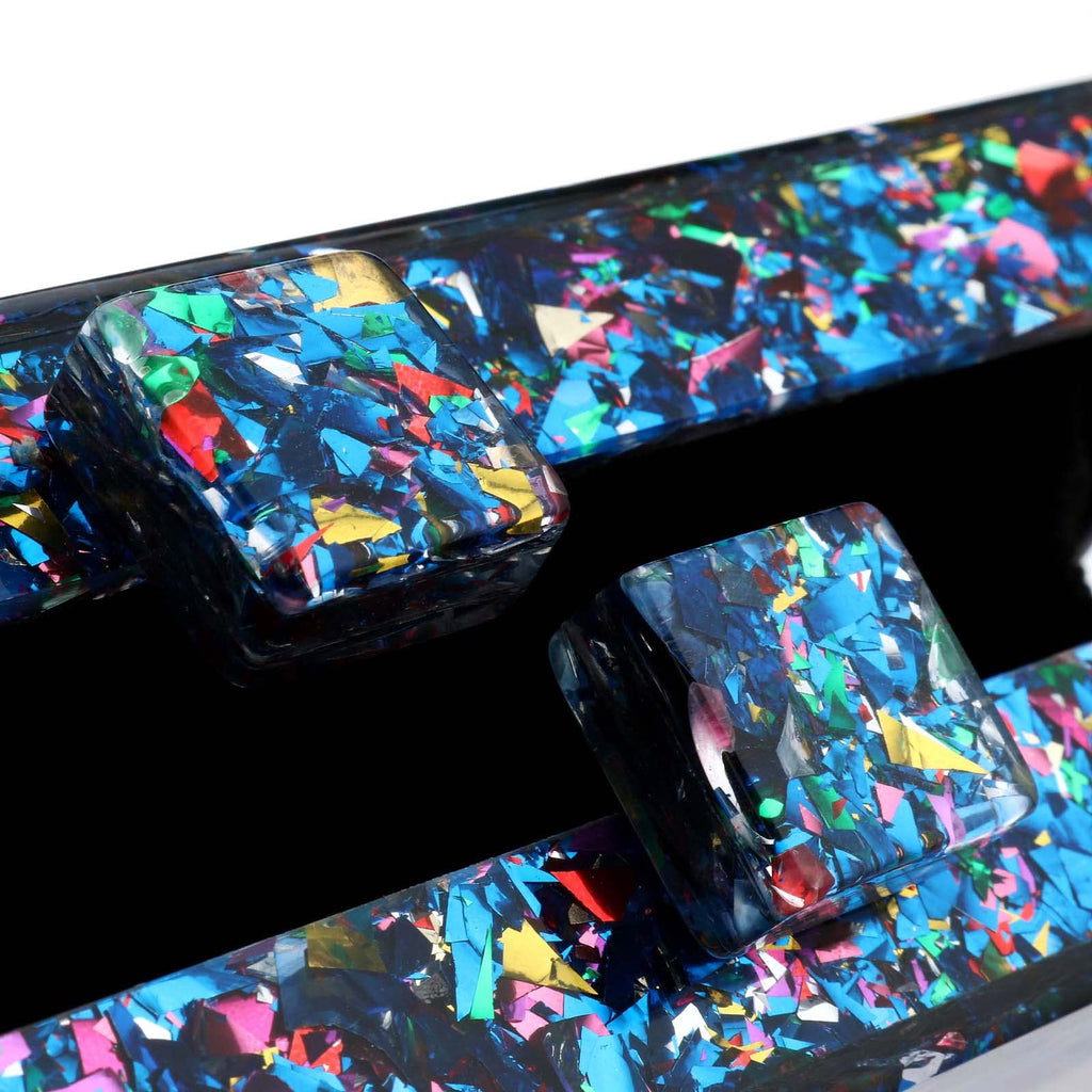 Gets Acrylic Purses and Handbags for Women Multicolor Perspex Geometric Patterns Box Clutch Banquet Evening Crossbody Handbag