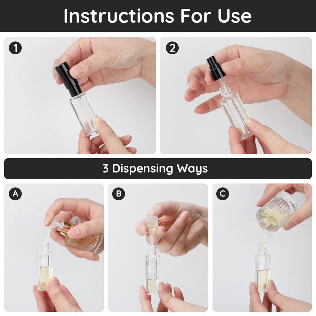 Segbeauty 0.34oz Mini Perfume Spray Bottles, 10Pack 10ml Glass Travel Perfume Atomizer Refillable, Small Empty Cologne Atomizer for Frangrance, Sample Cologne Bottles Sprayer with Refill Tool