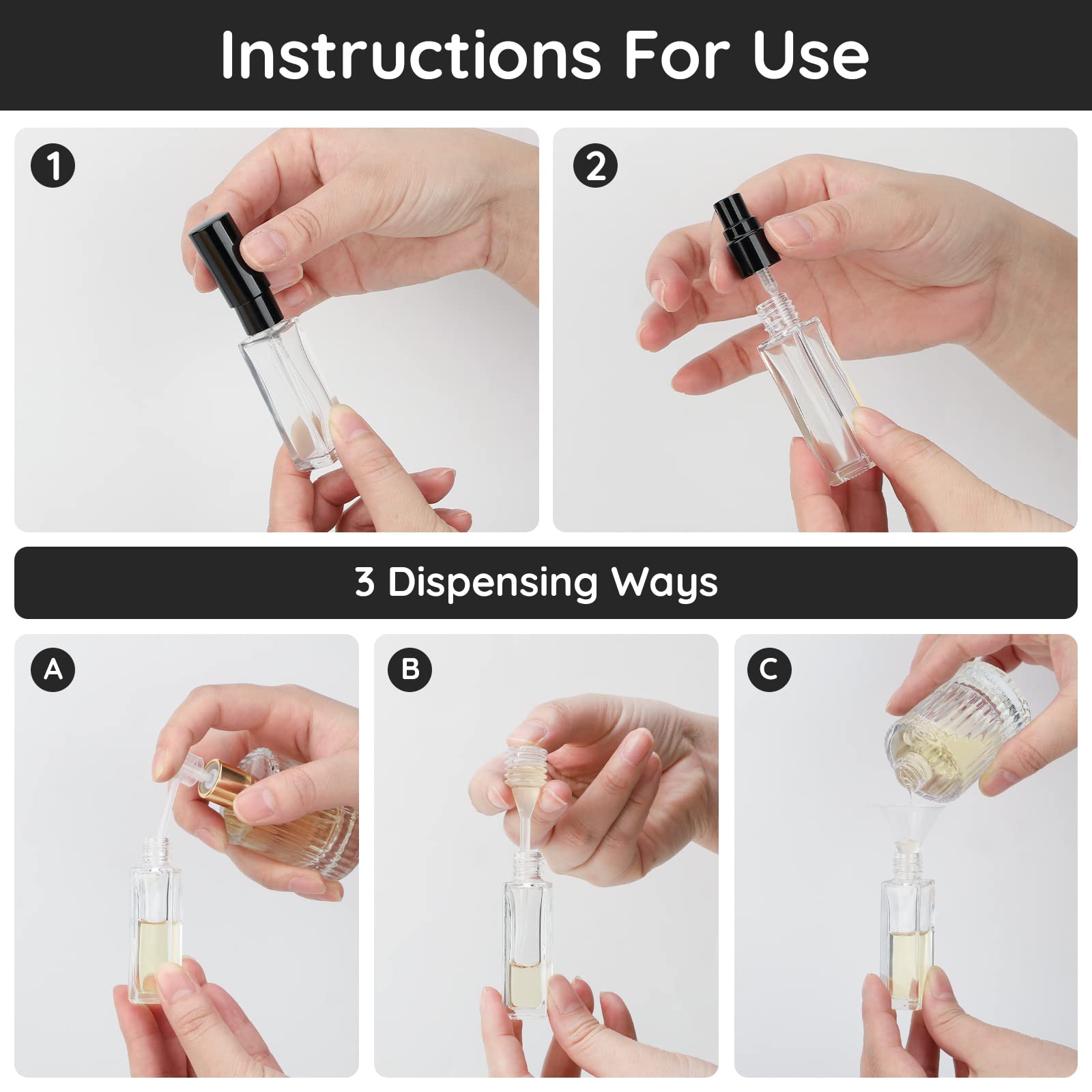 Segbeauty 0.34oz Mini Perfume Spray Bottles, 10Pack 10ml Glass Travel Perfume Atomizer Refillable, Small Empty Cologne Atomizer for Frangrance, Sample Cologne Bottles Sprayer with Refill Tool