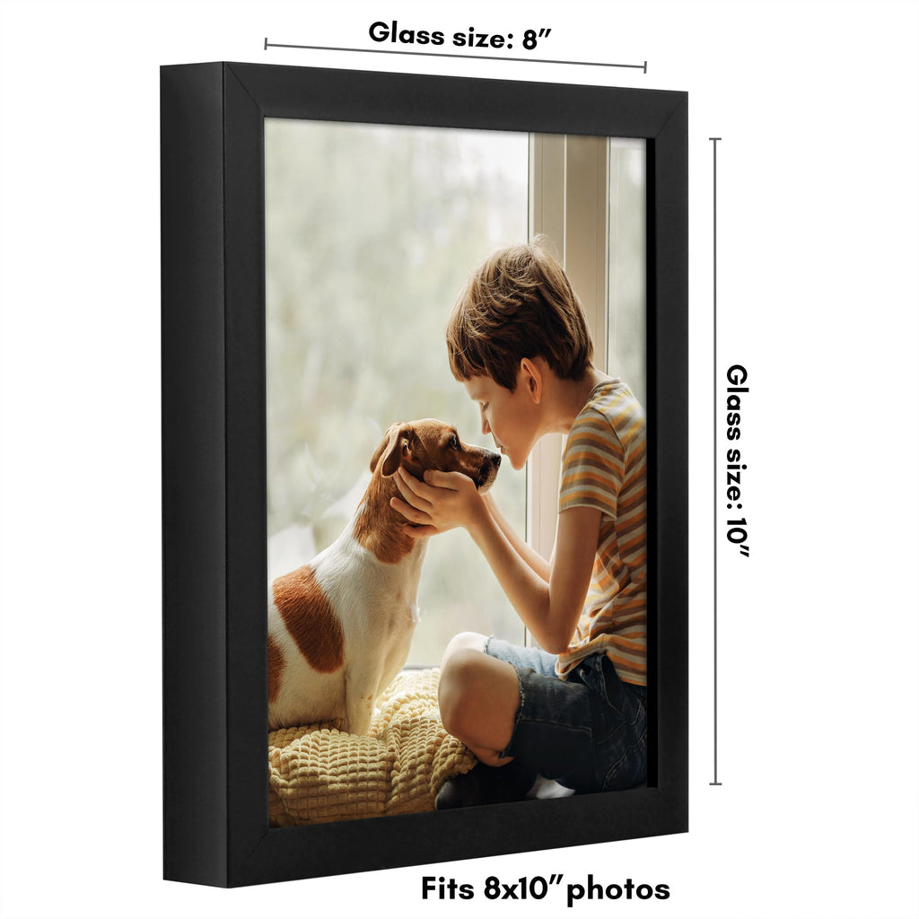 Americanflat 5x7 Picture Frame with Shatter-Resistant Glass - Soho Collection - Gallery Style Deep Molding Picture Frames for Tabletop and Wall Display - Black