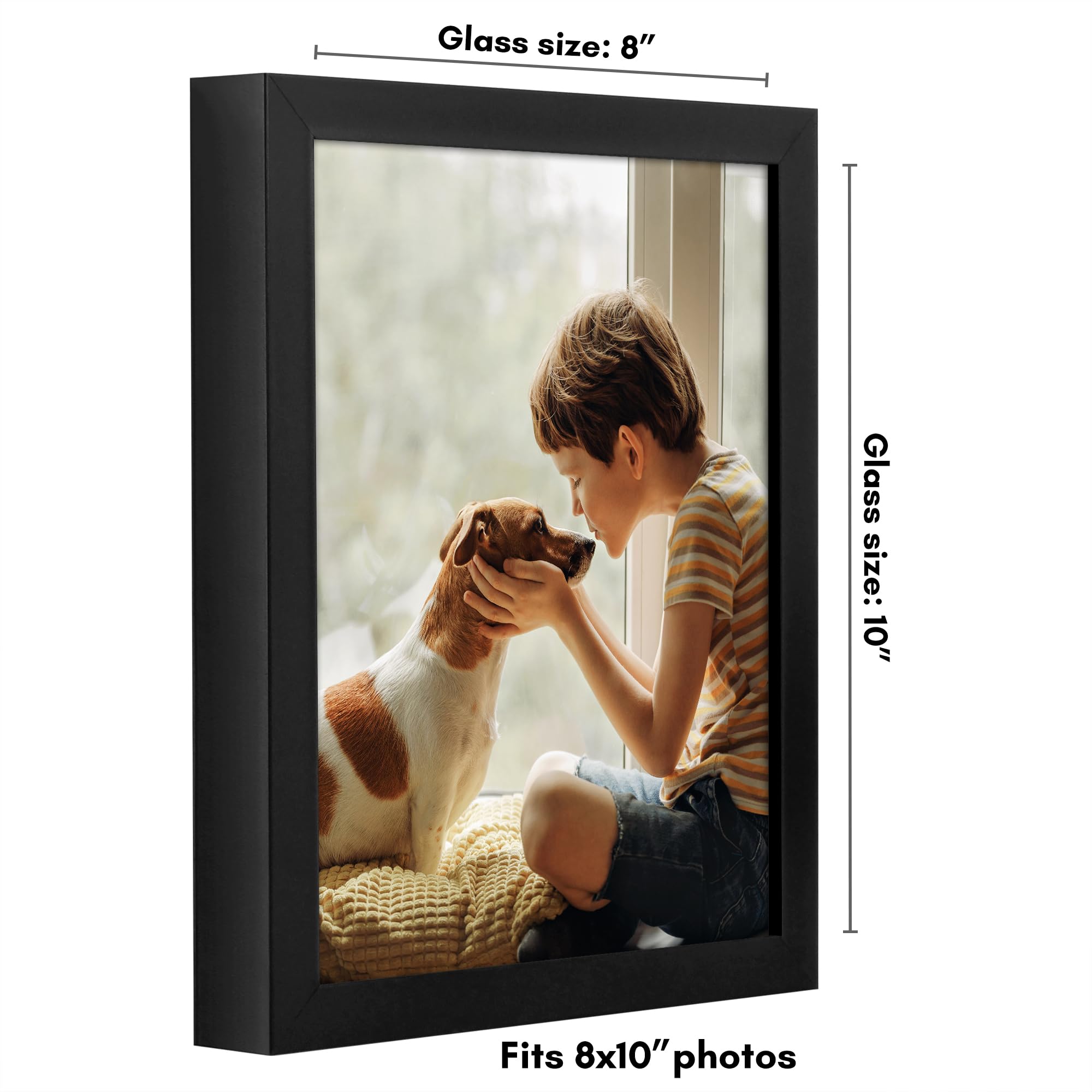 Americanflat 5x7 Picture Frame with Shatter-Resistant Glass - Soho Collection - Gallery Style Deep Molding Picture Frames for Tabletop and Wall Display - Black