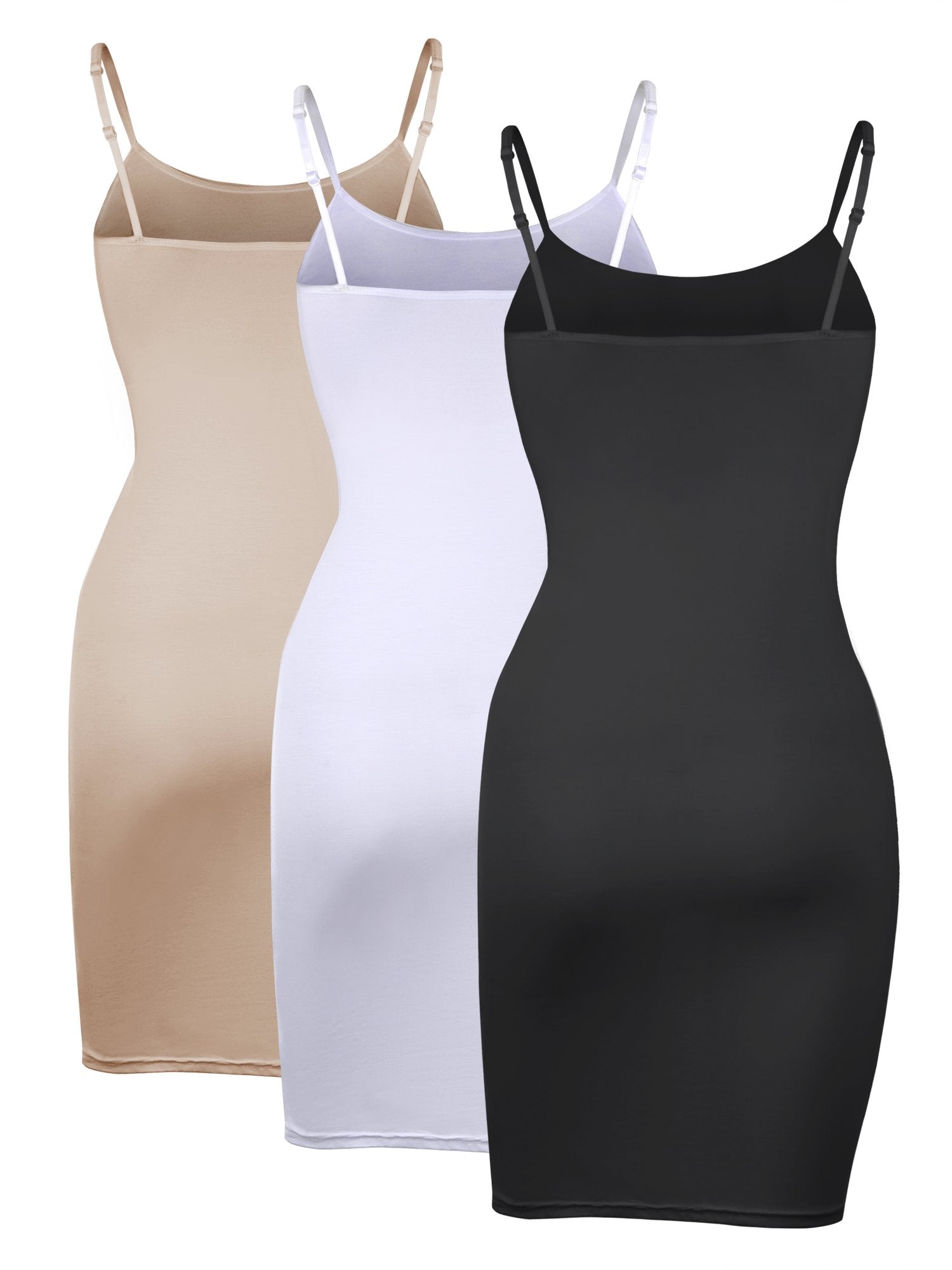 WILLBOND 3 Pieces Women's Basic Cami Long Tanks Dress Spaghetti Strap Slips for Under Dresses, Long Camisoles for Layering