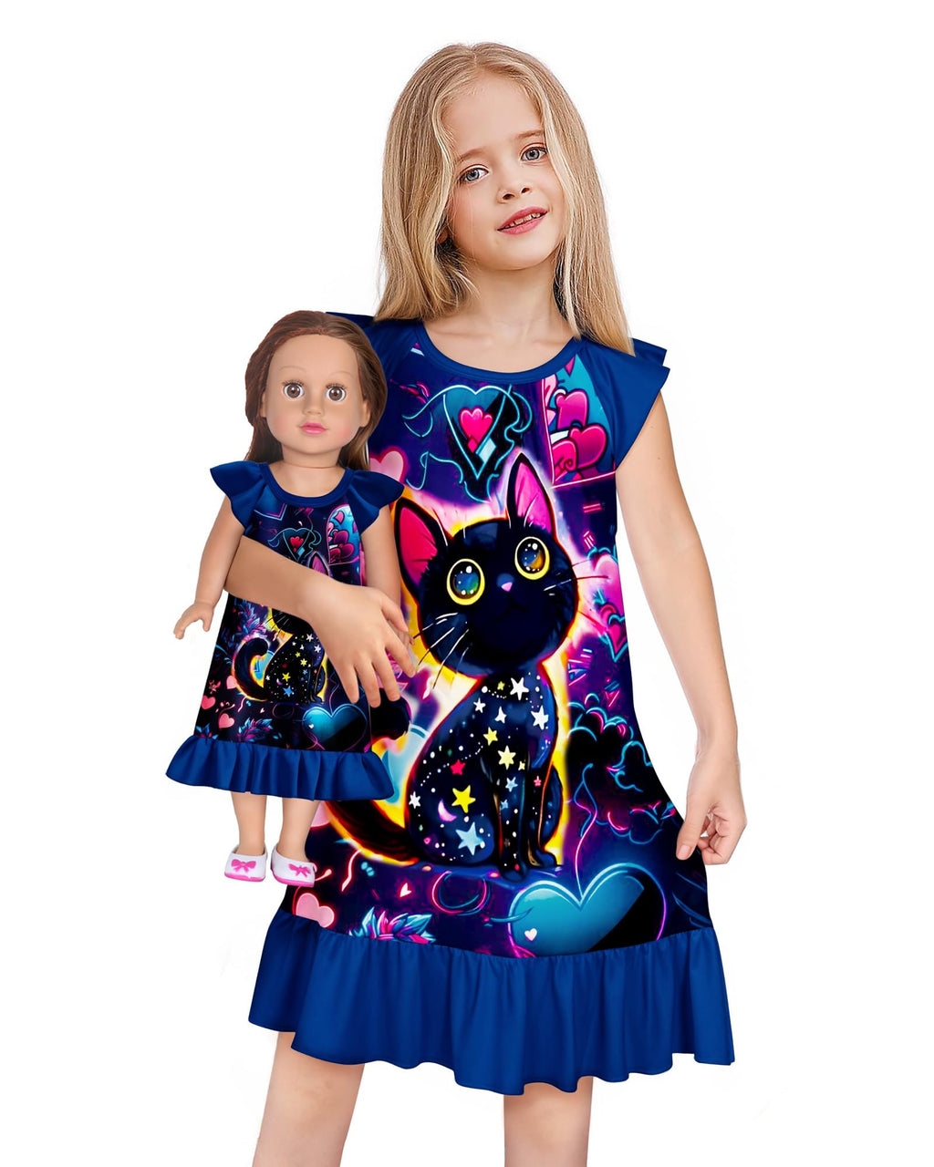 LQSZ Doll and Girl Matching Nightgown Outfit Pajamas Nightie Nightgown for Girls and Dolls Clothes